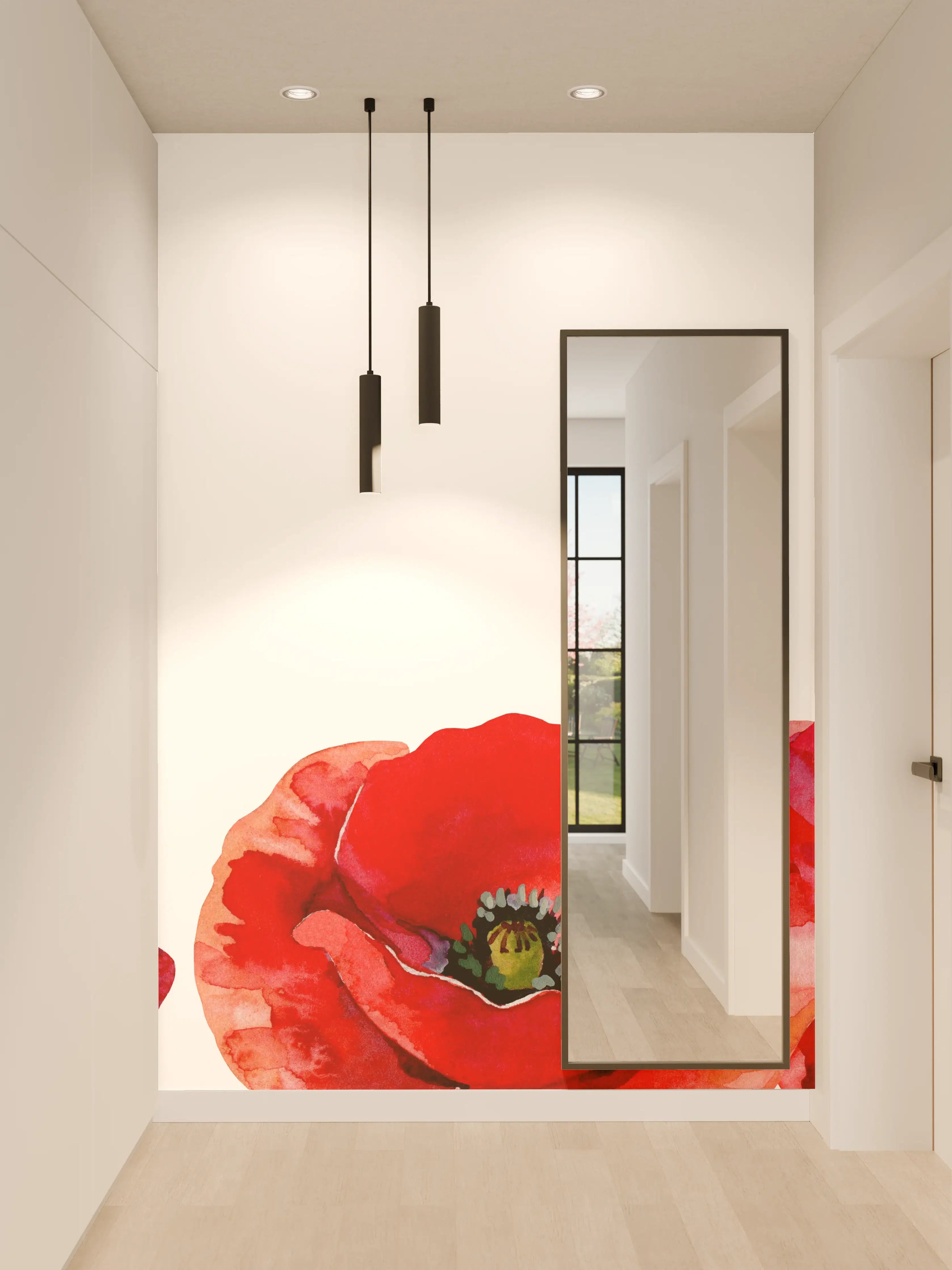 Wandverkleidung Flur - Horizontale scharlachroten Mohnblumen