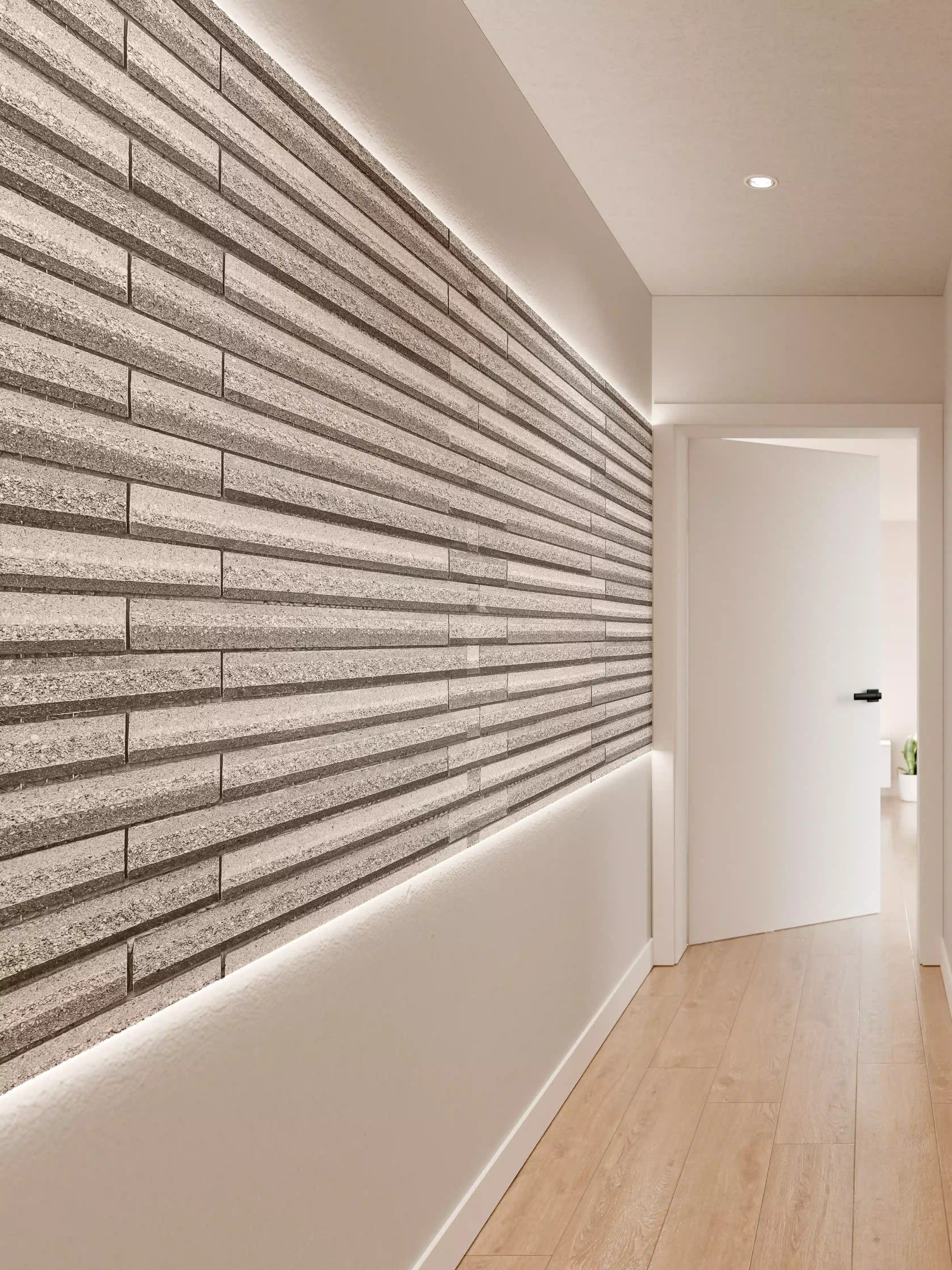 Wandverkleidung Flur - Horizontale weiße Steinwand Textur