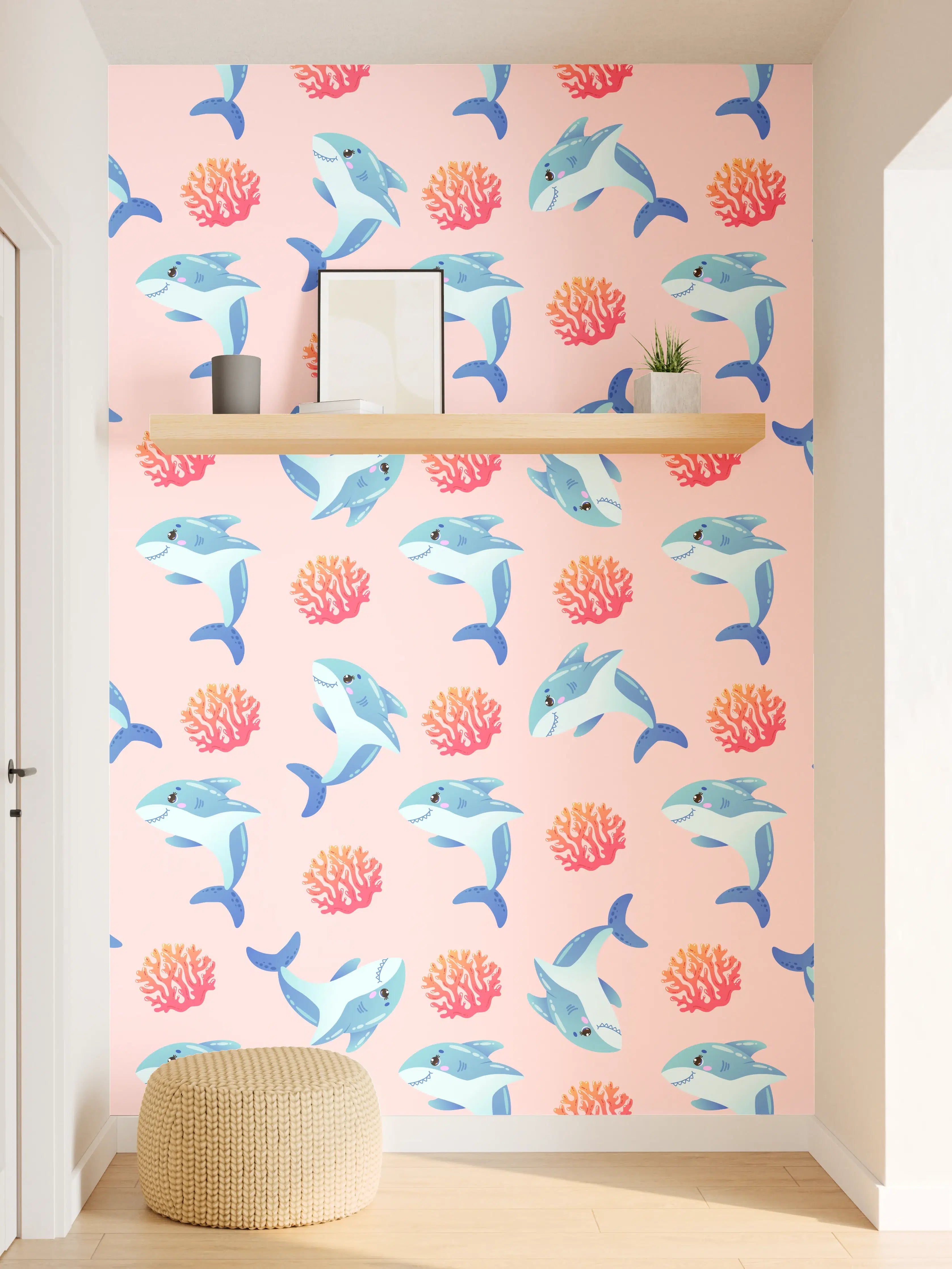 Wandverkleidung Flur - Hummingbird and Floral Pattern