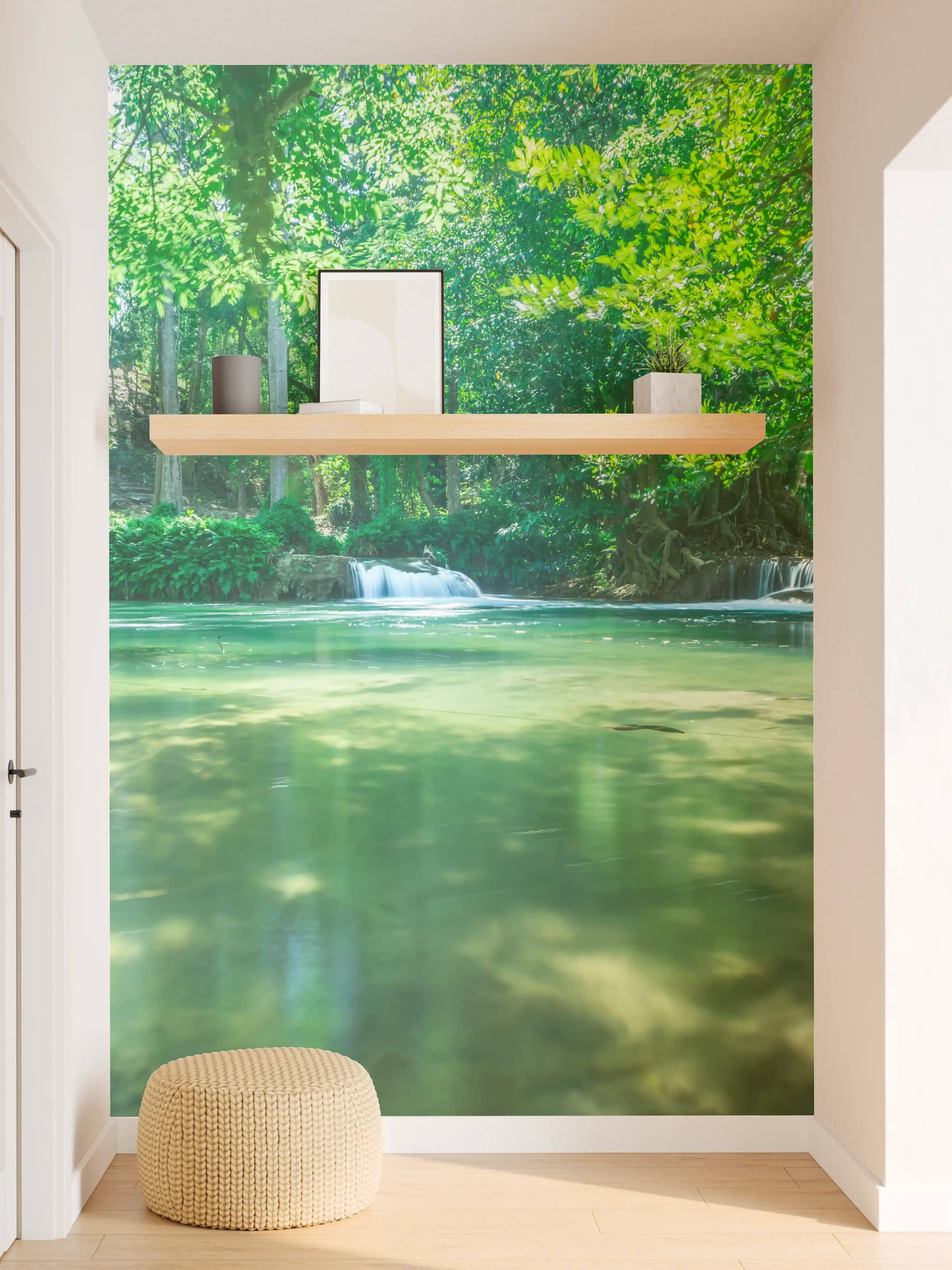 Wandverkleidung Flur - Idyllische Flusslandschaft im Grünen