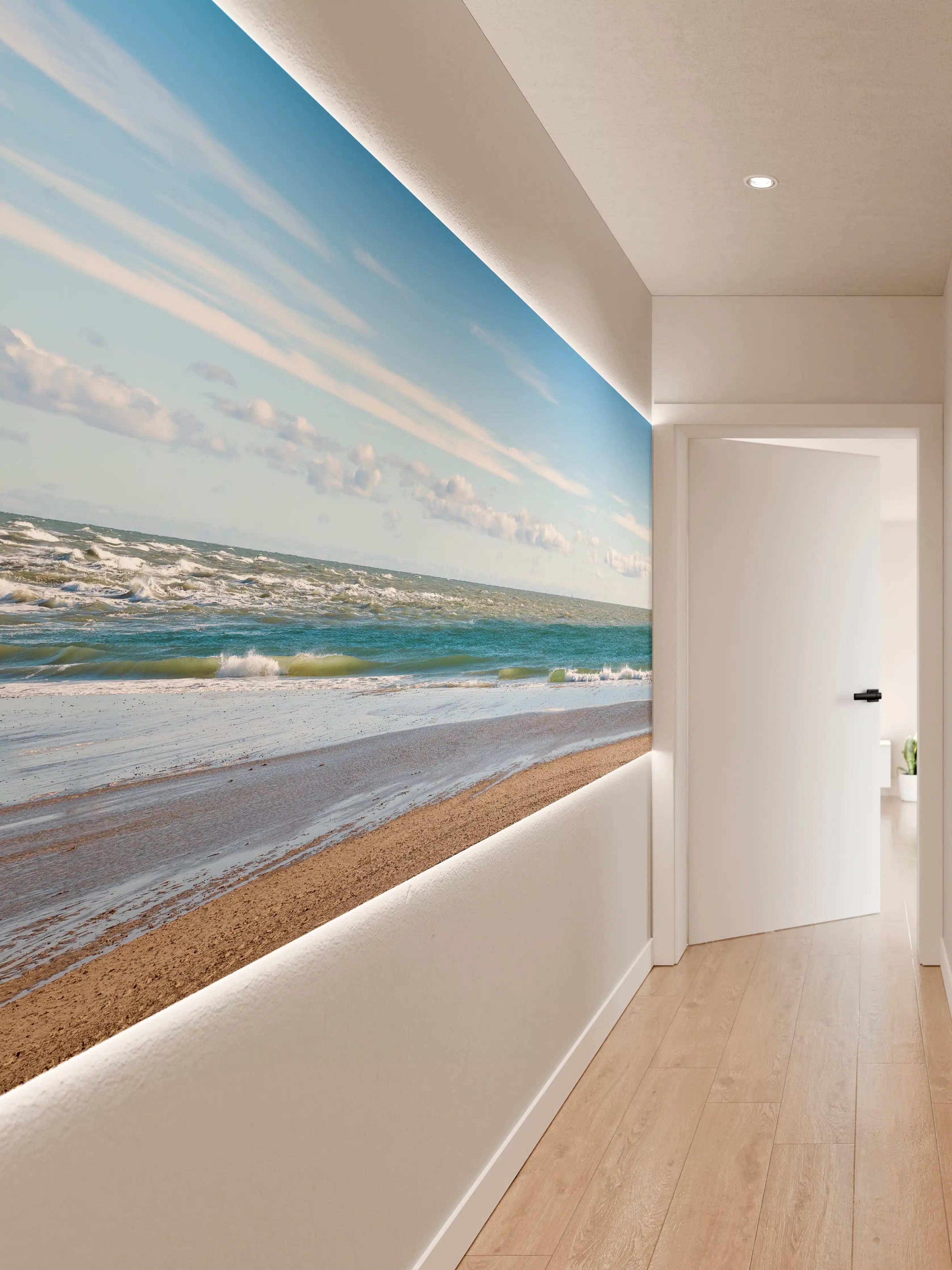 Wandverkleidung Flur - Idyllische Küstenlandschaft mit sanften Wellen
