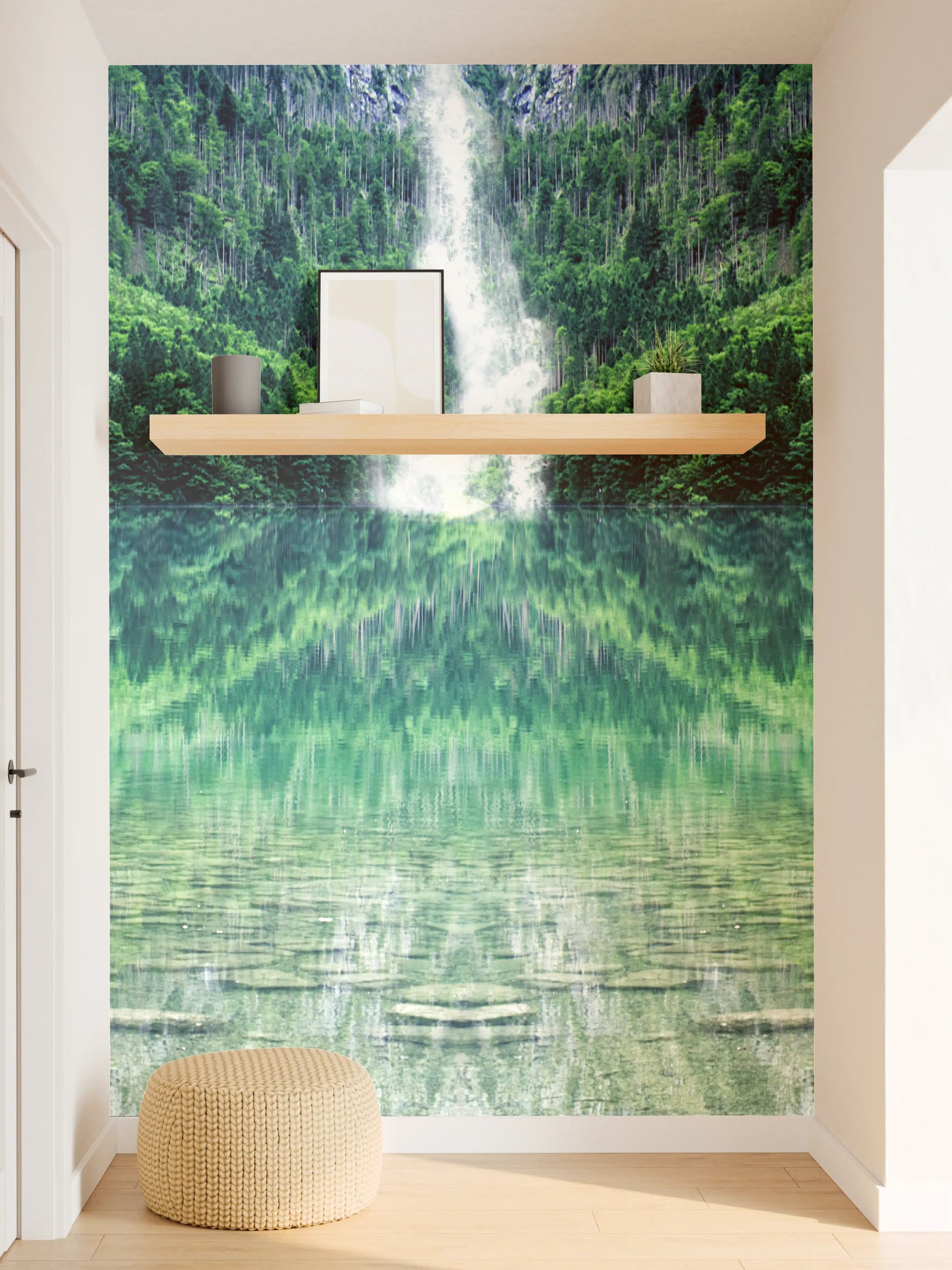 Wandverkleidung Flur - Idyllische Naturiche mit Wasserfall