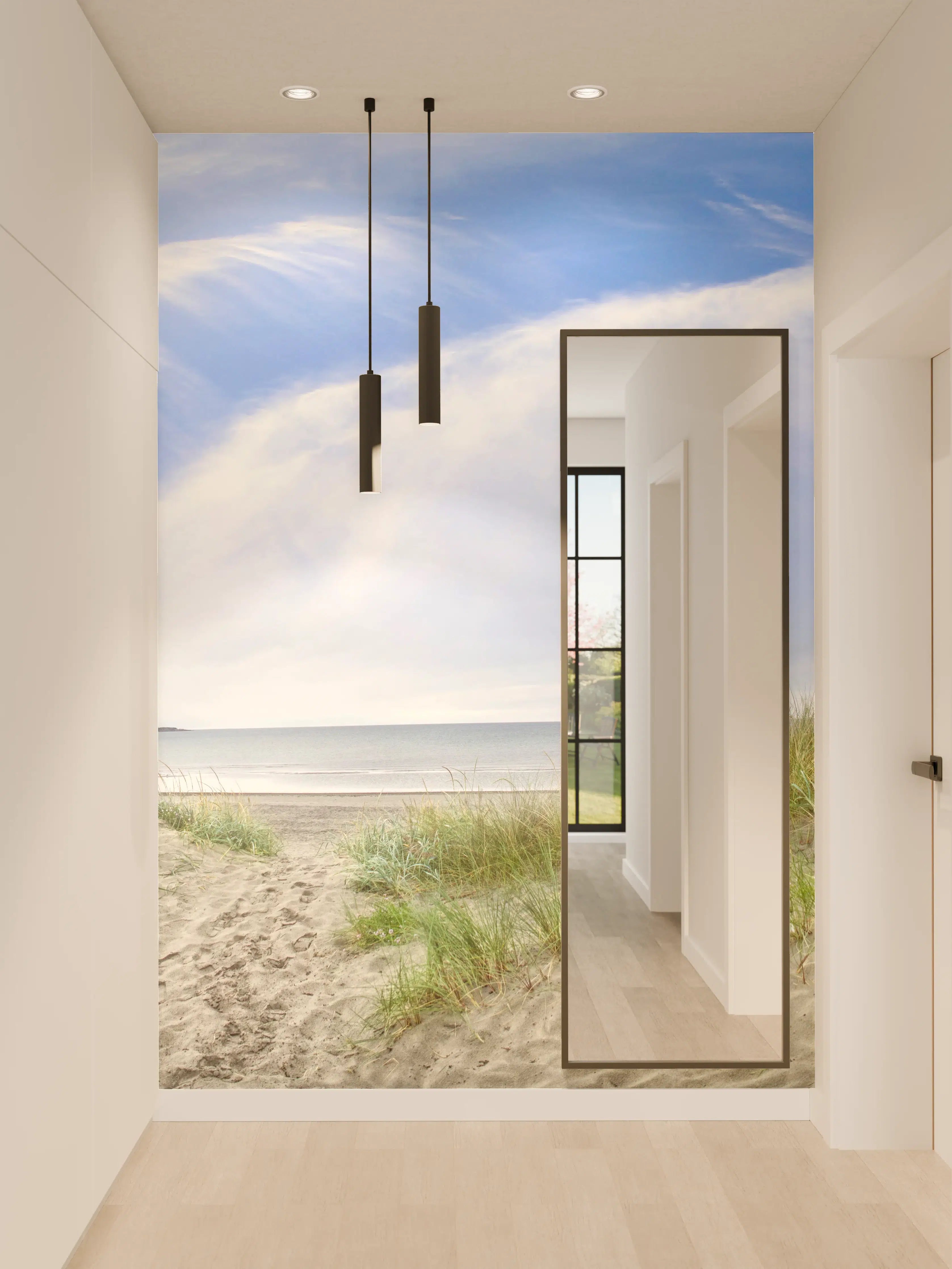 Wandverkleidung Flur - Idyllische Strandlandschaft mit Himmel und Meer