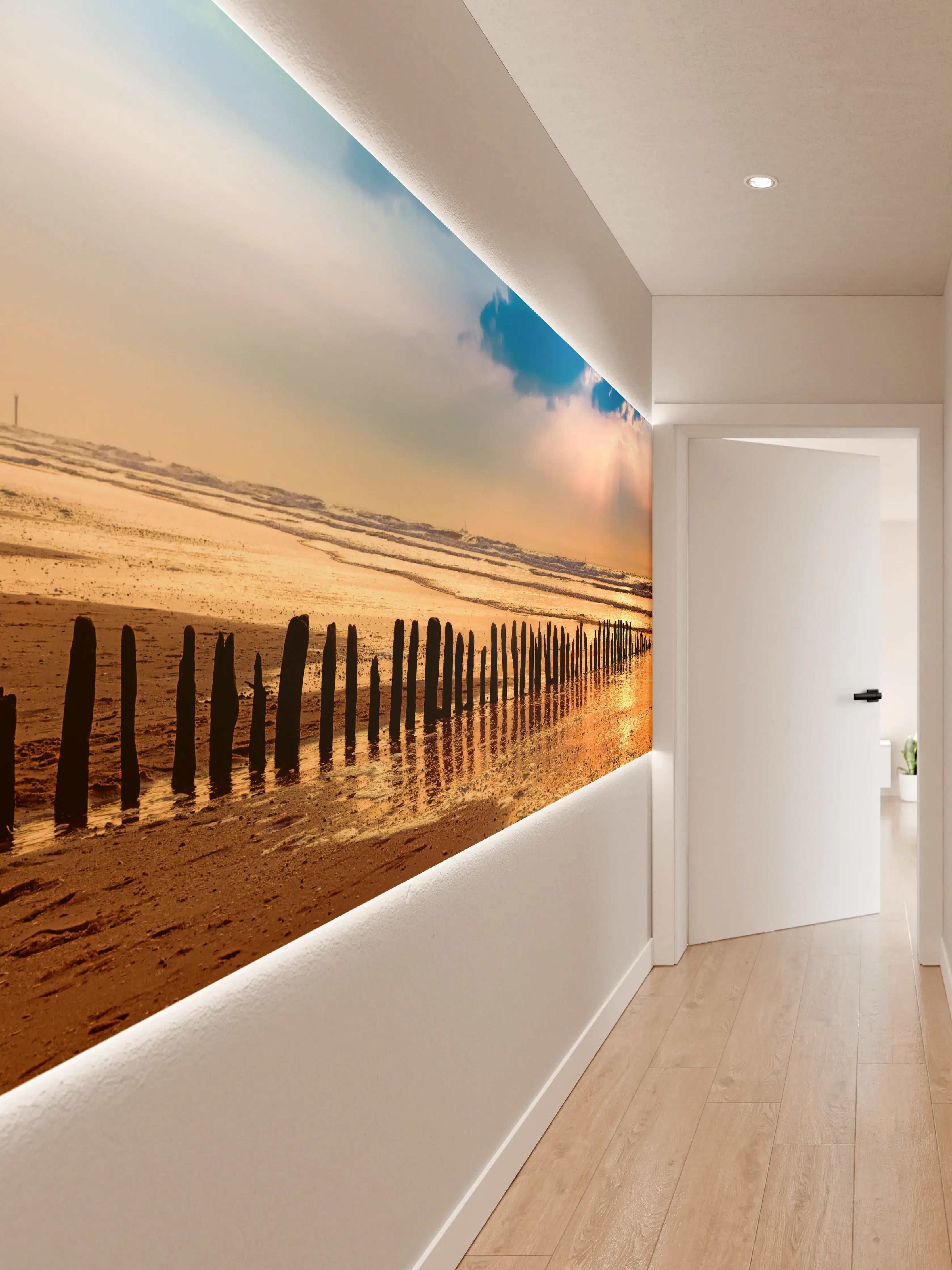 Wandverkleidung Flur - Idyllischer Sonnenuntergang am Meer
