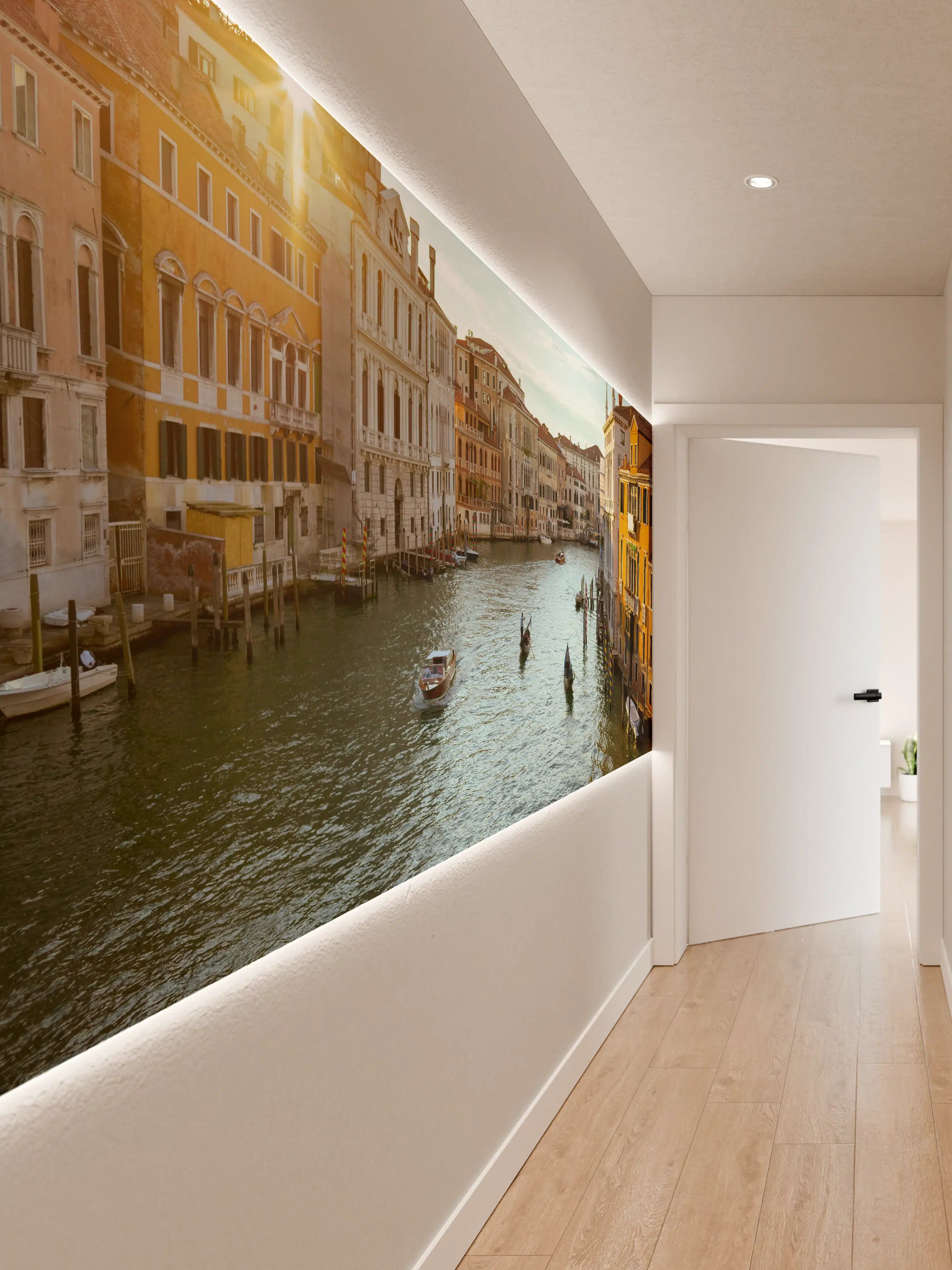 Wandverkleidung Flur - Idyllischer Venezianischer Kanal bei Sonnenuntergang