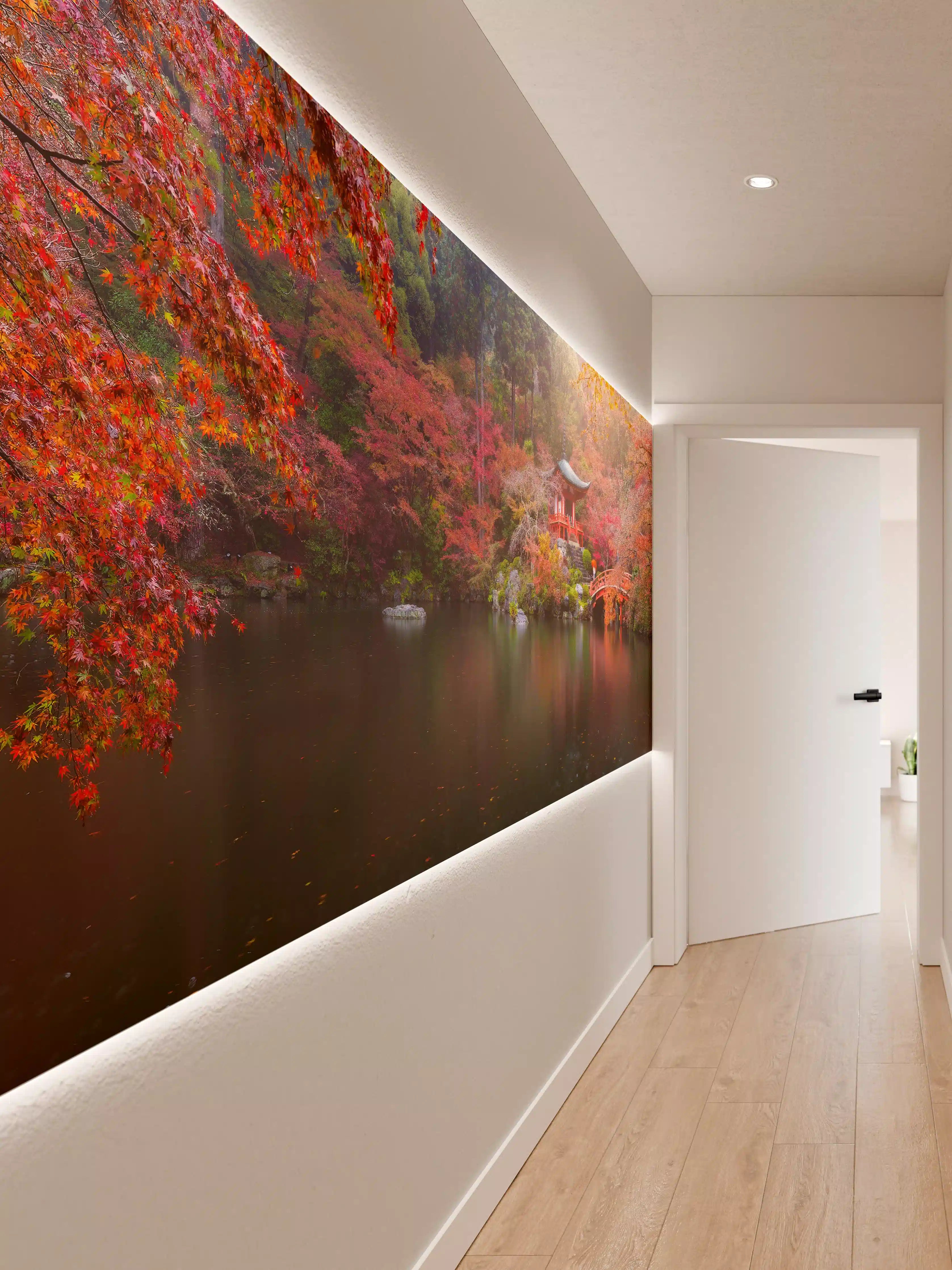 Wandverkleidung Flur - Idyllischer japanischer Garten im Herbst