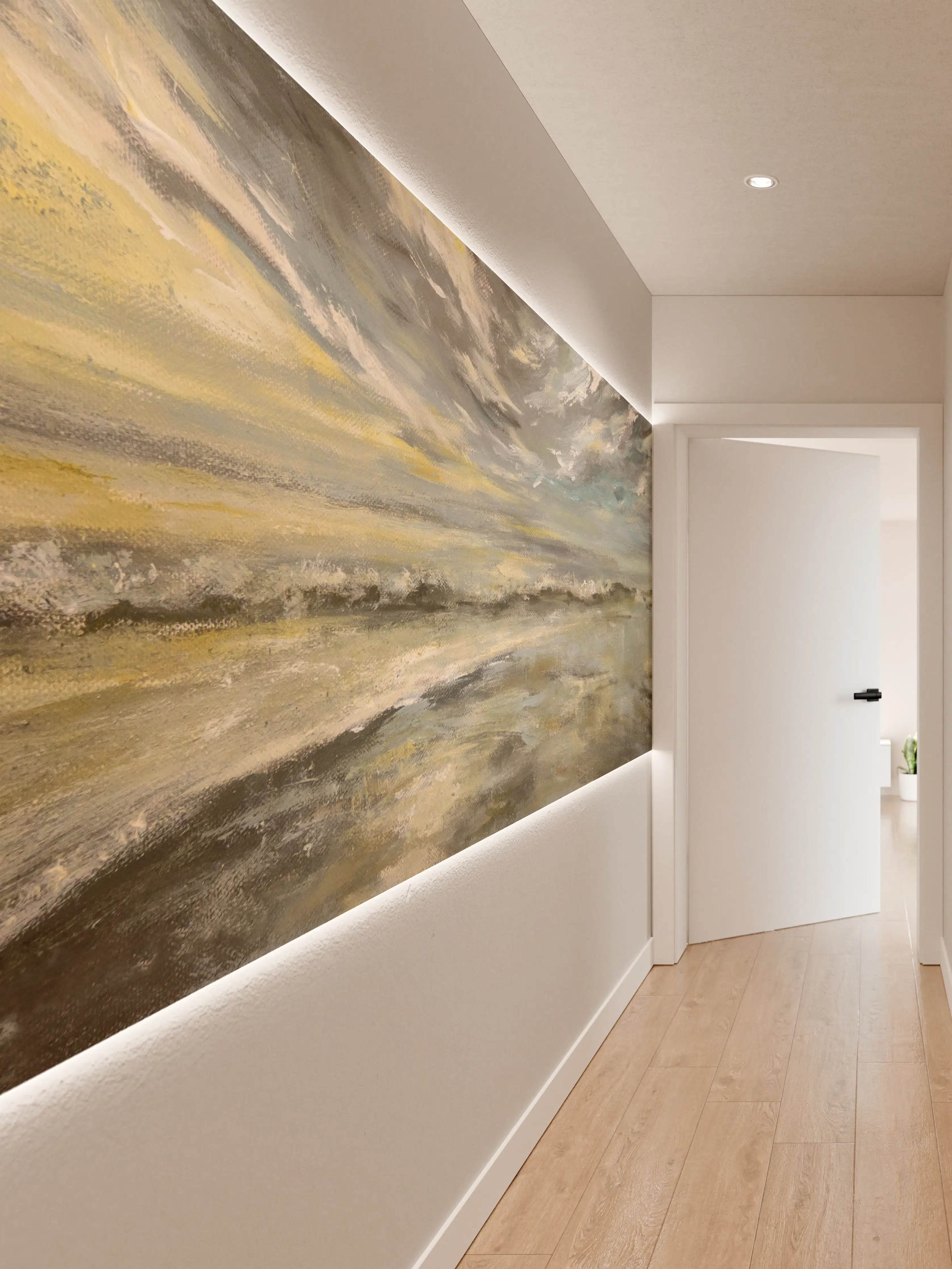 Wandverkleidung Flur - Ikonisches Meerespanorama in pastellfarben