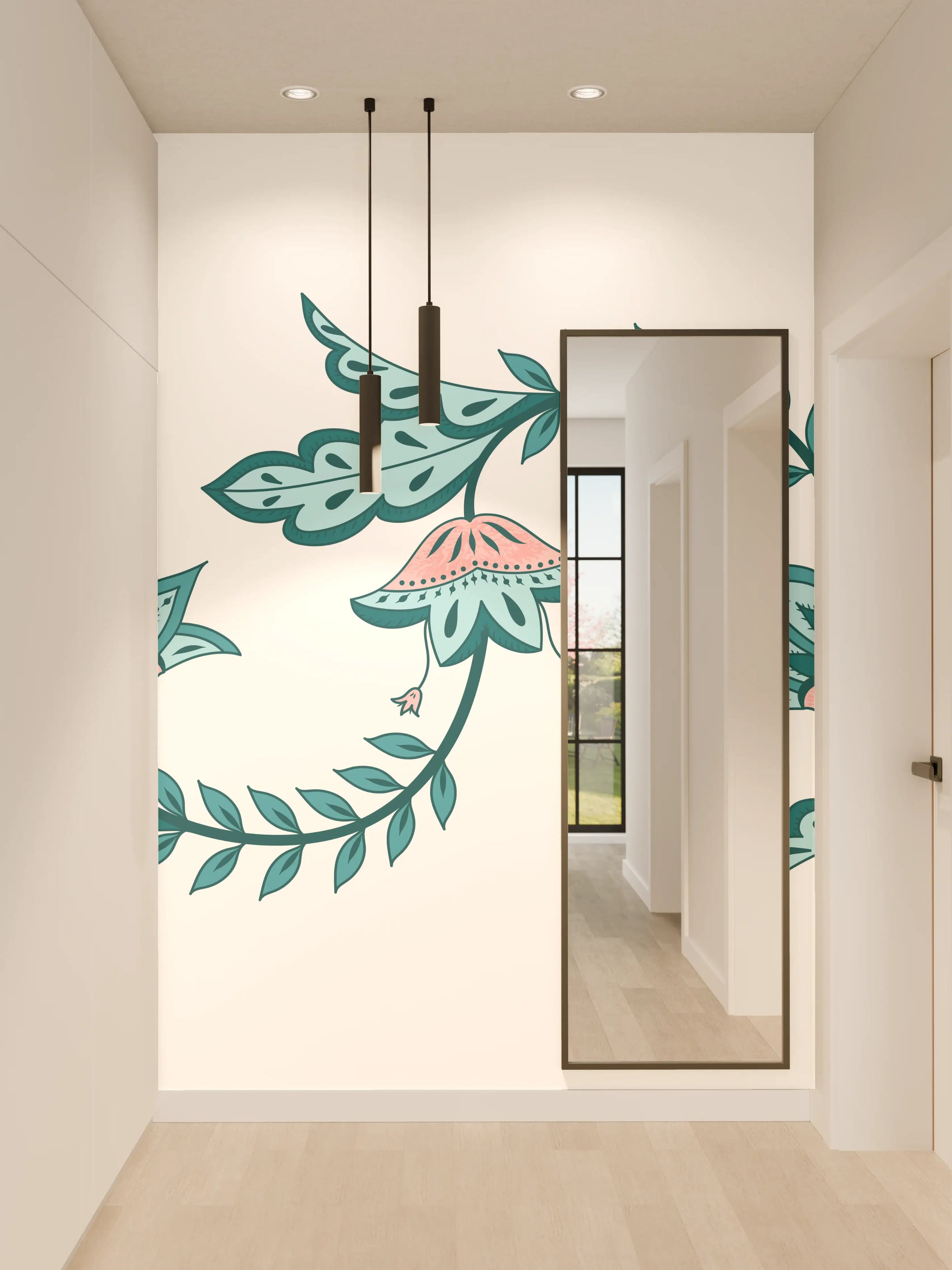 Wandverkleidung Flur - Indisches Paisley Batik Muster