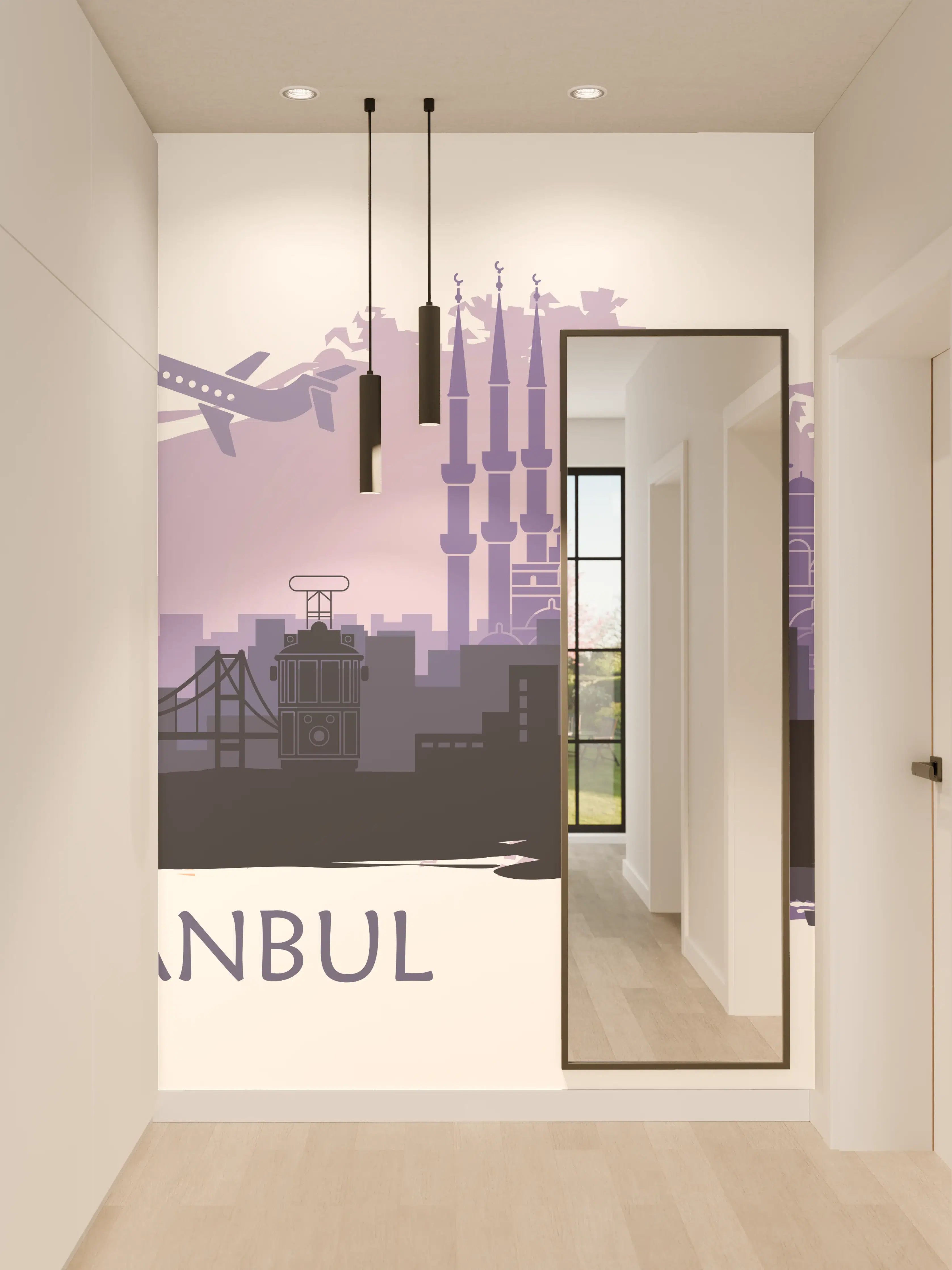 Wandverkleidung Flur - Istanbul Skyline Illustration