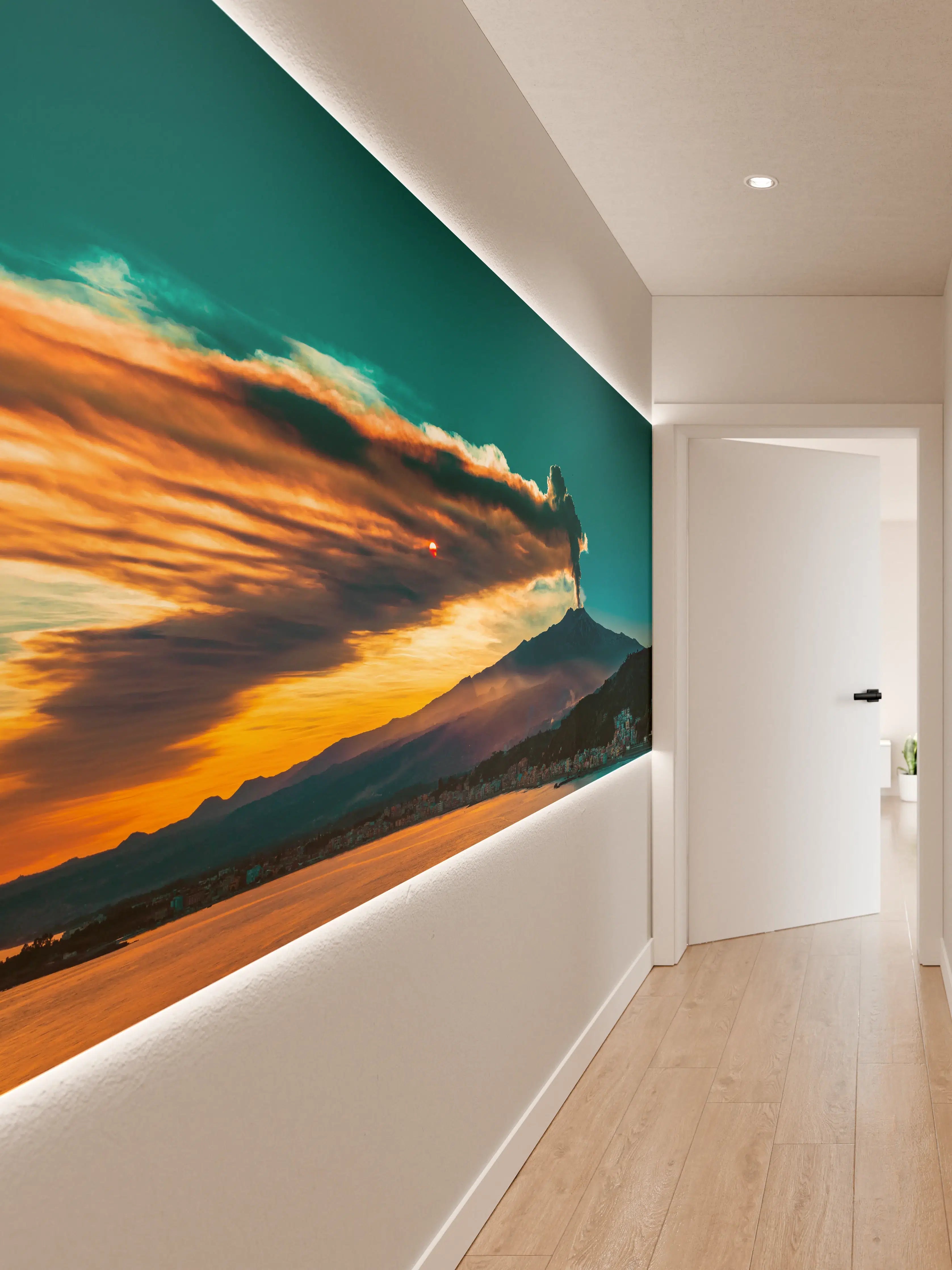 Wandverkleidung Flur - Italienische Küste mit Vulkan