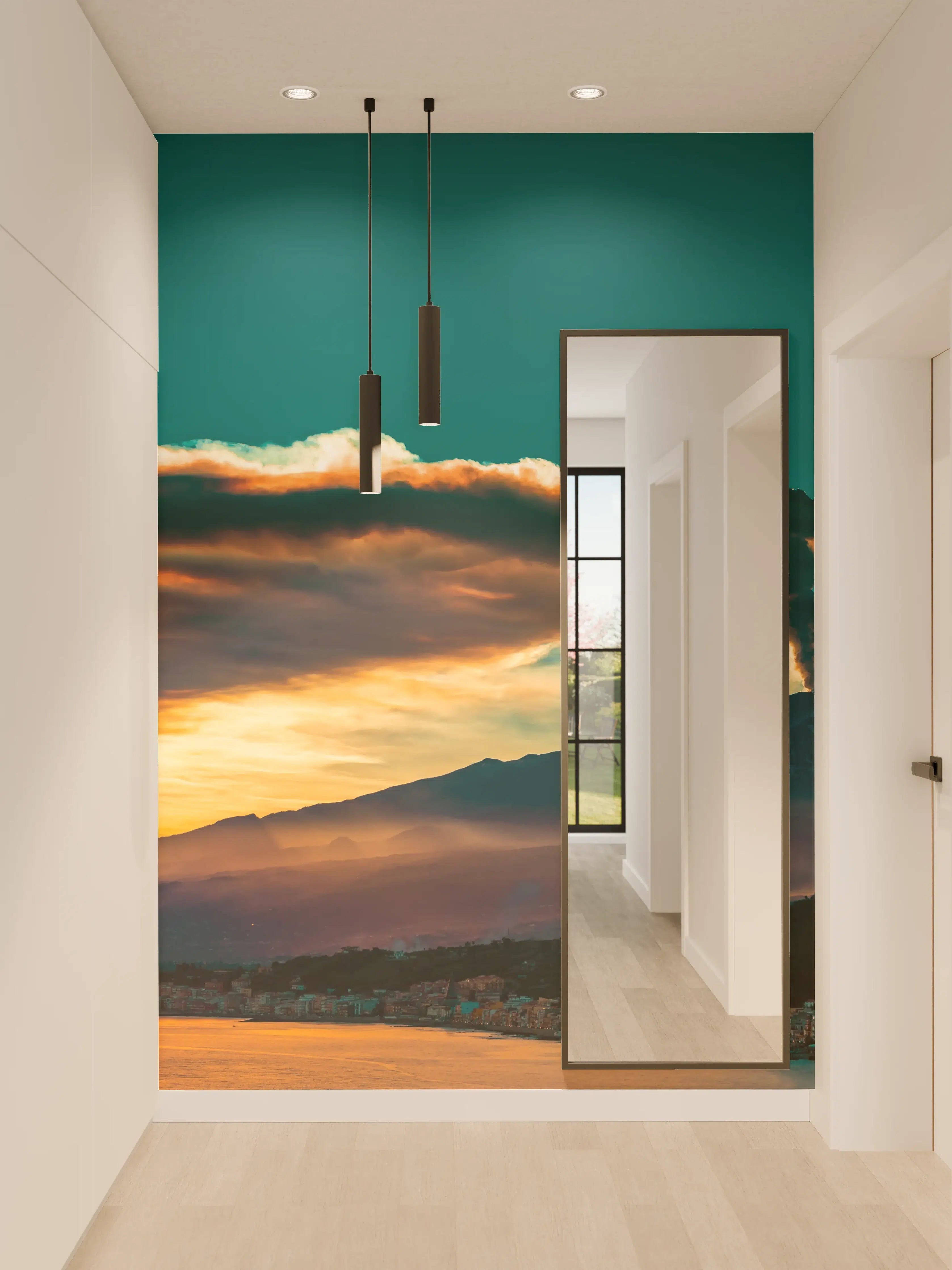 Wandverkleidung Flur - Italienische Küste mit Vulkan