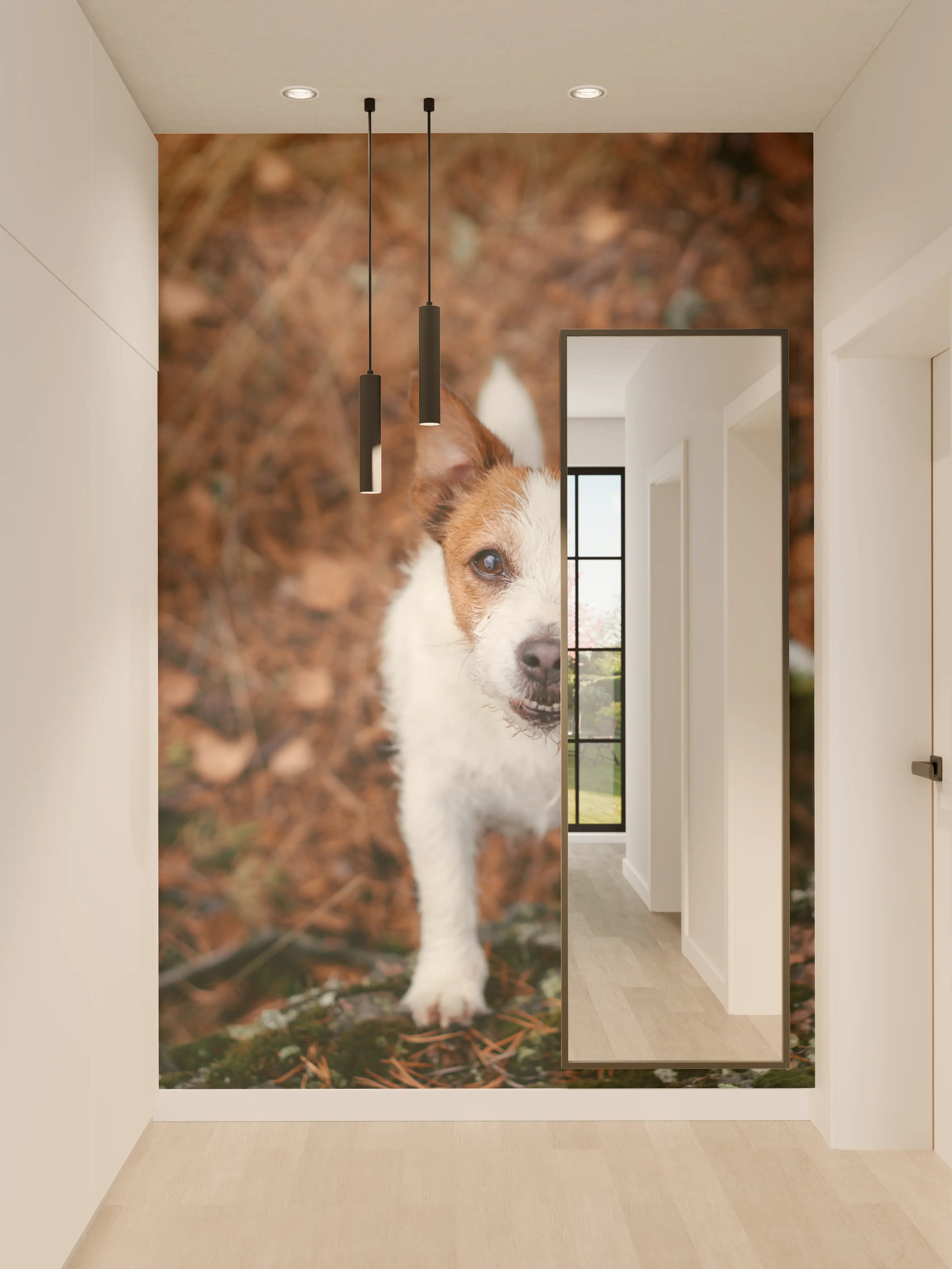 Wandverkleidung Flur - Jack Russell im herbstlichen Park