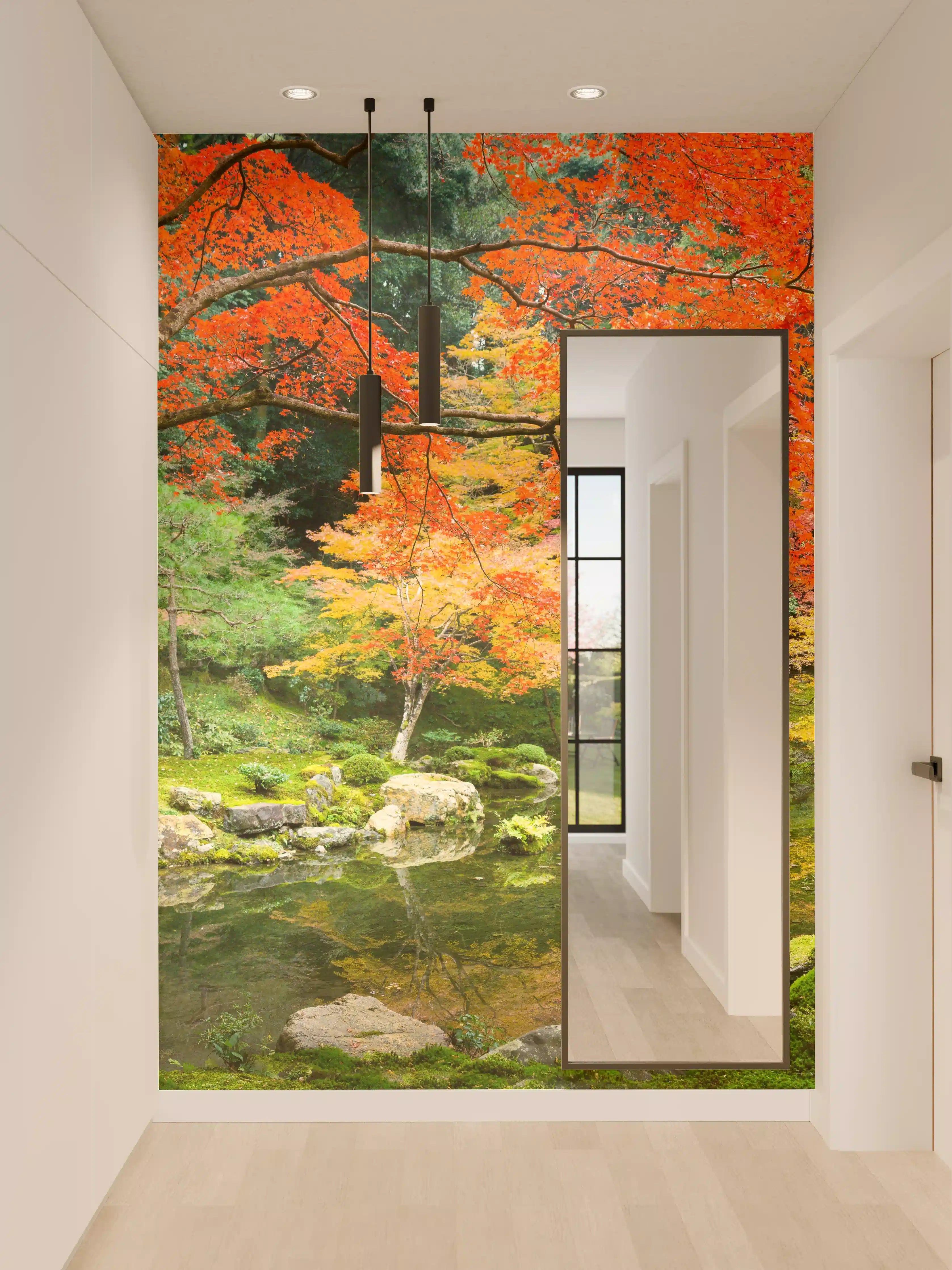 Wandverkleidung Flur - Japanischer Garten im Herbst