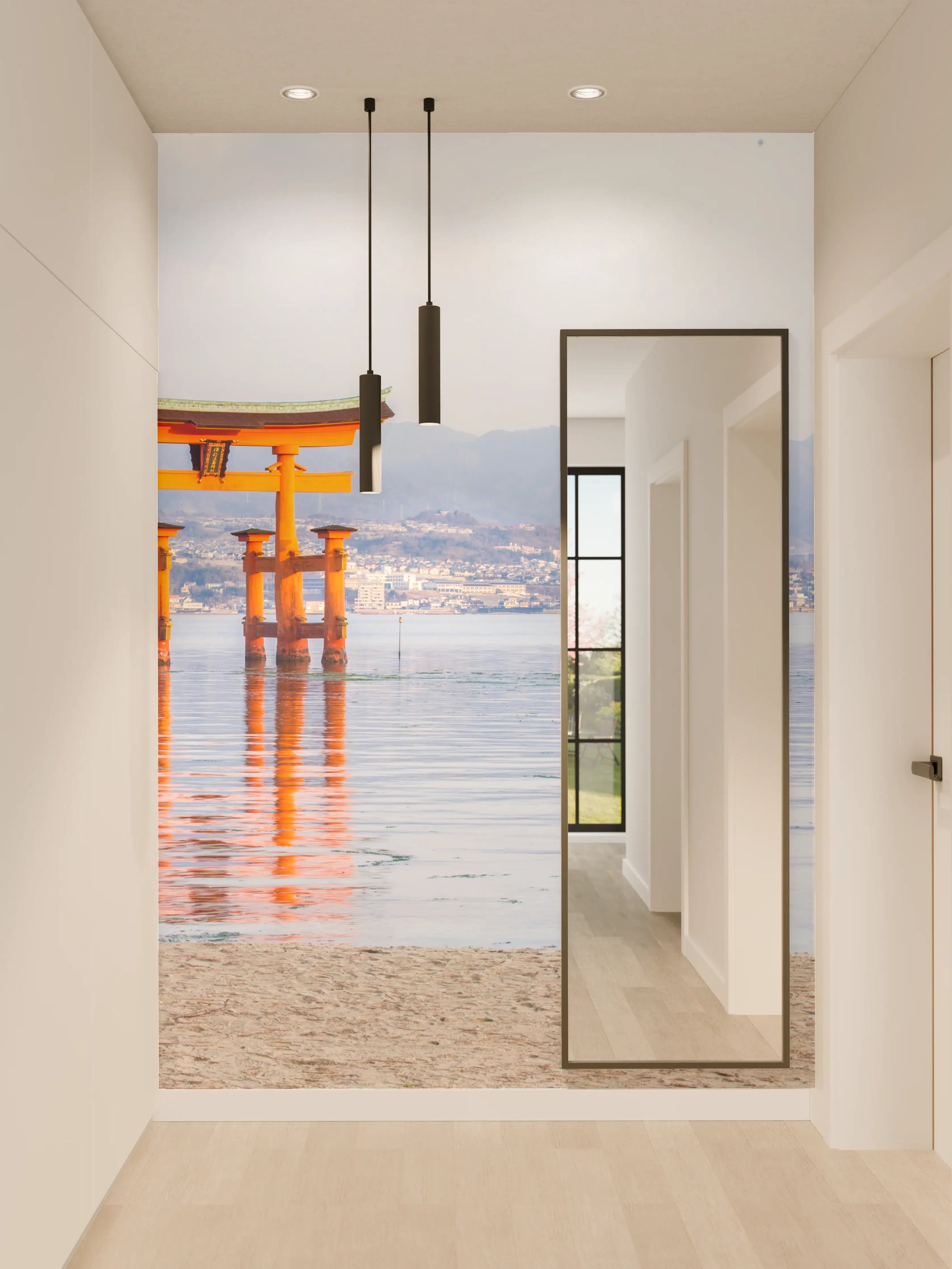 Wandverkleidung Flur - Japanisches Torii am Meer