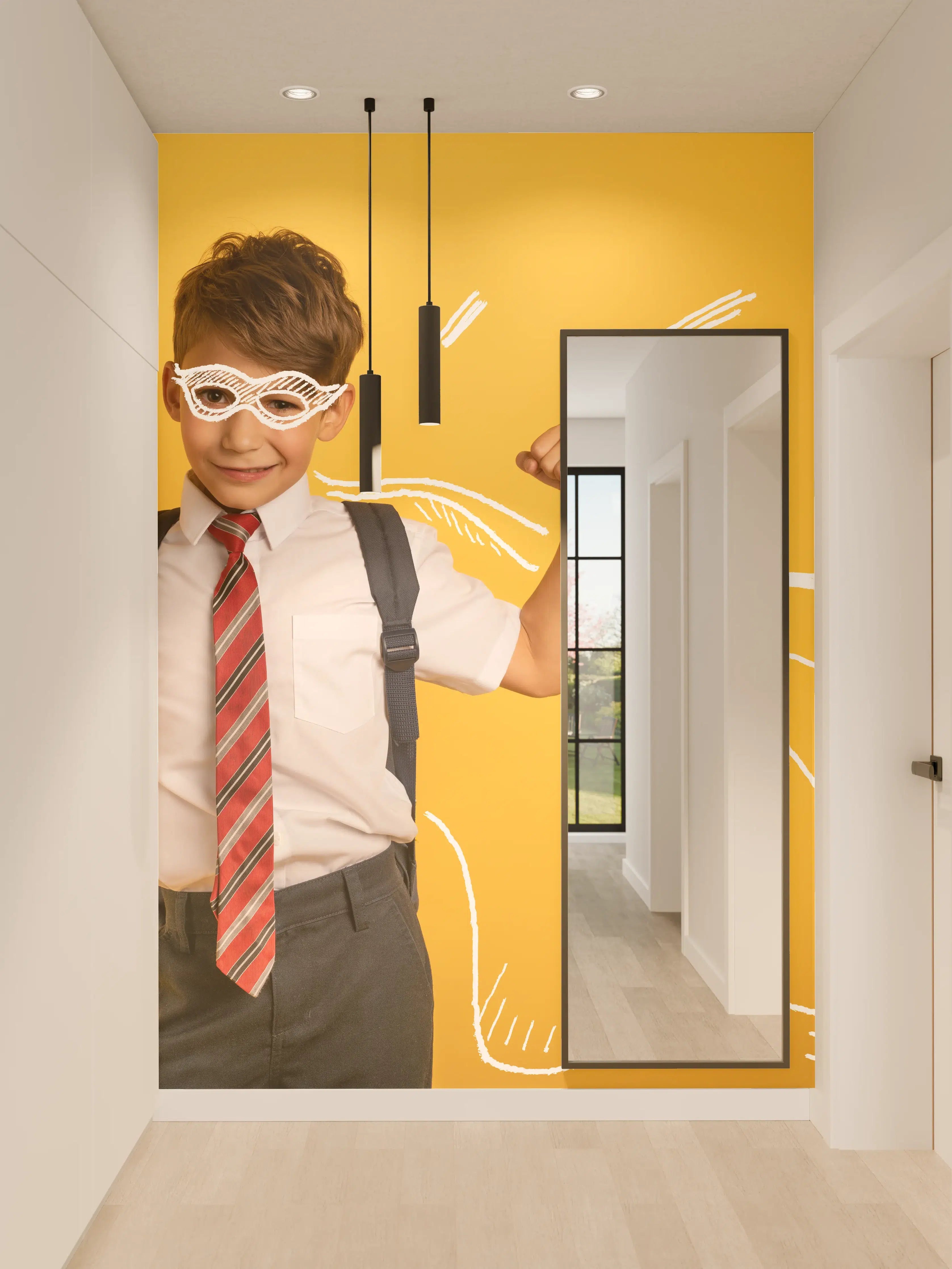 Wandverkleidung Flur - Junger Schüler 