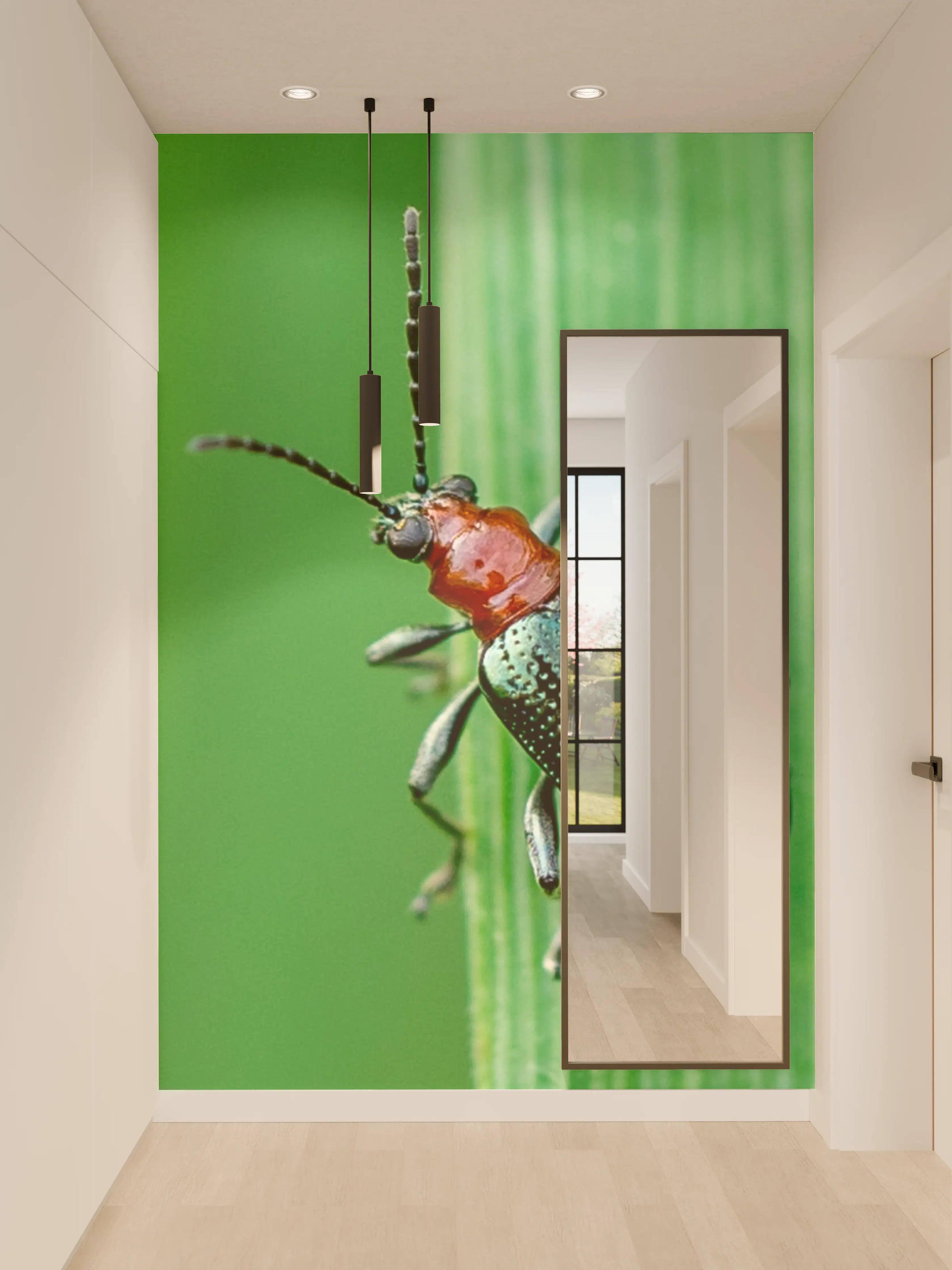 Wandverkleidung Flur - Käfer auf Blatt
