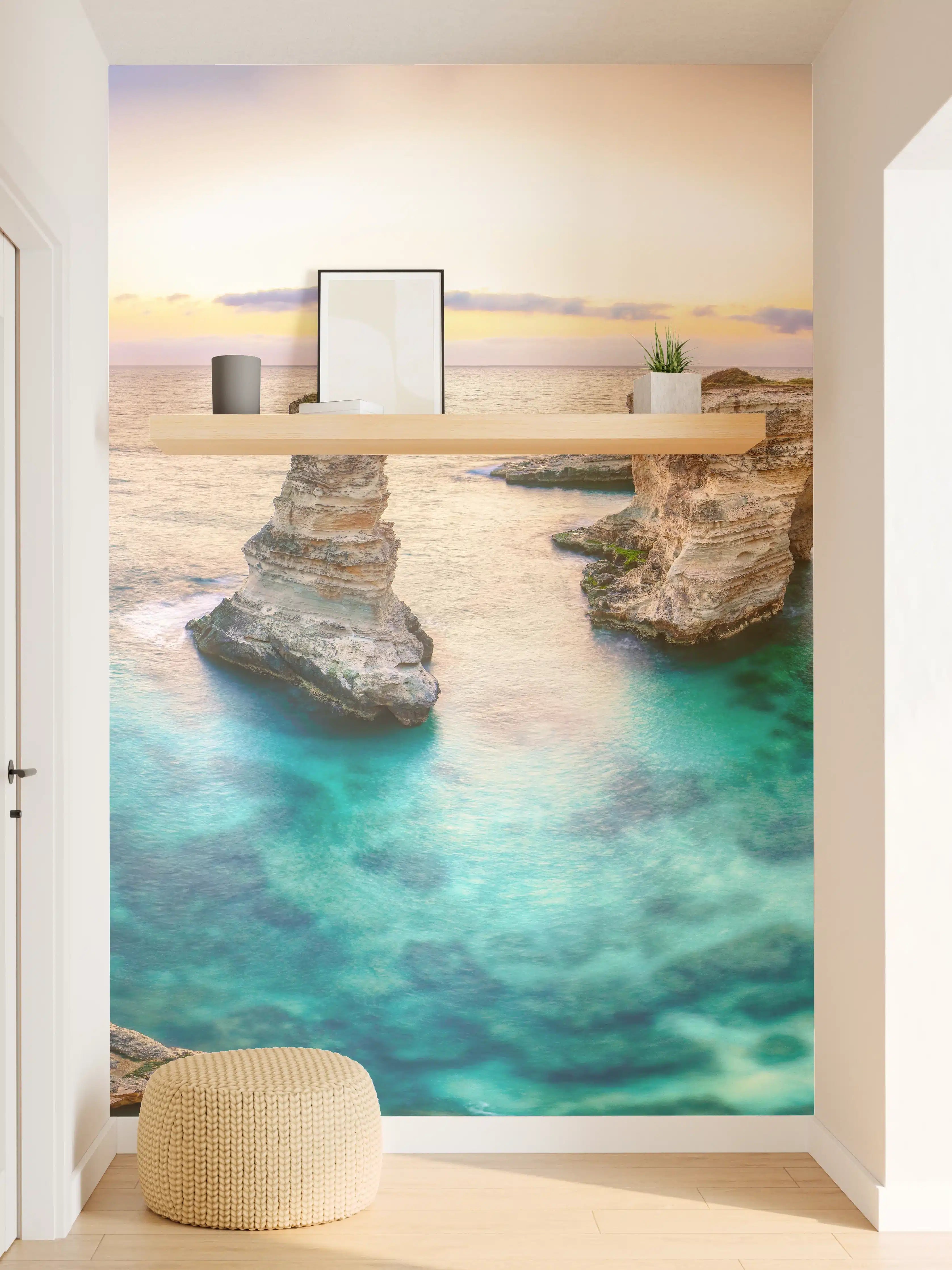 Wandverkleidung Flur - Karibisches Küstenpanorama mit klarem Wasser