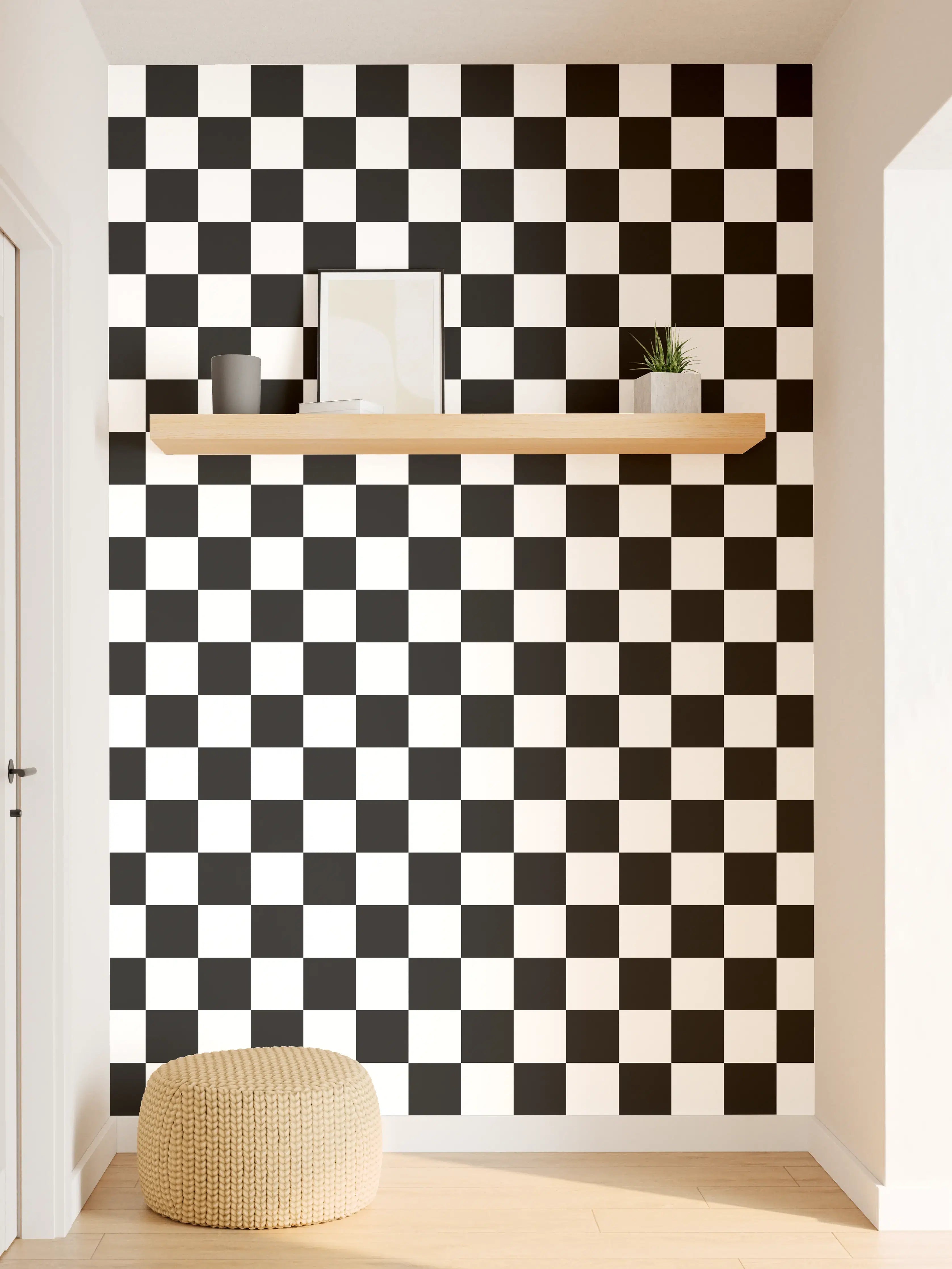 Wandverkleidung Flur - Kariertes Schach-Muster