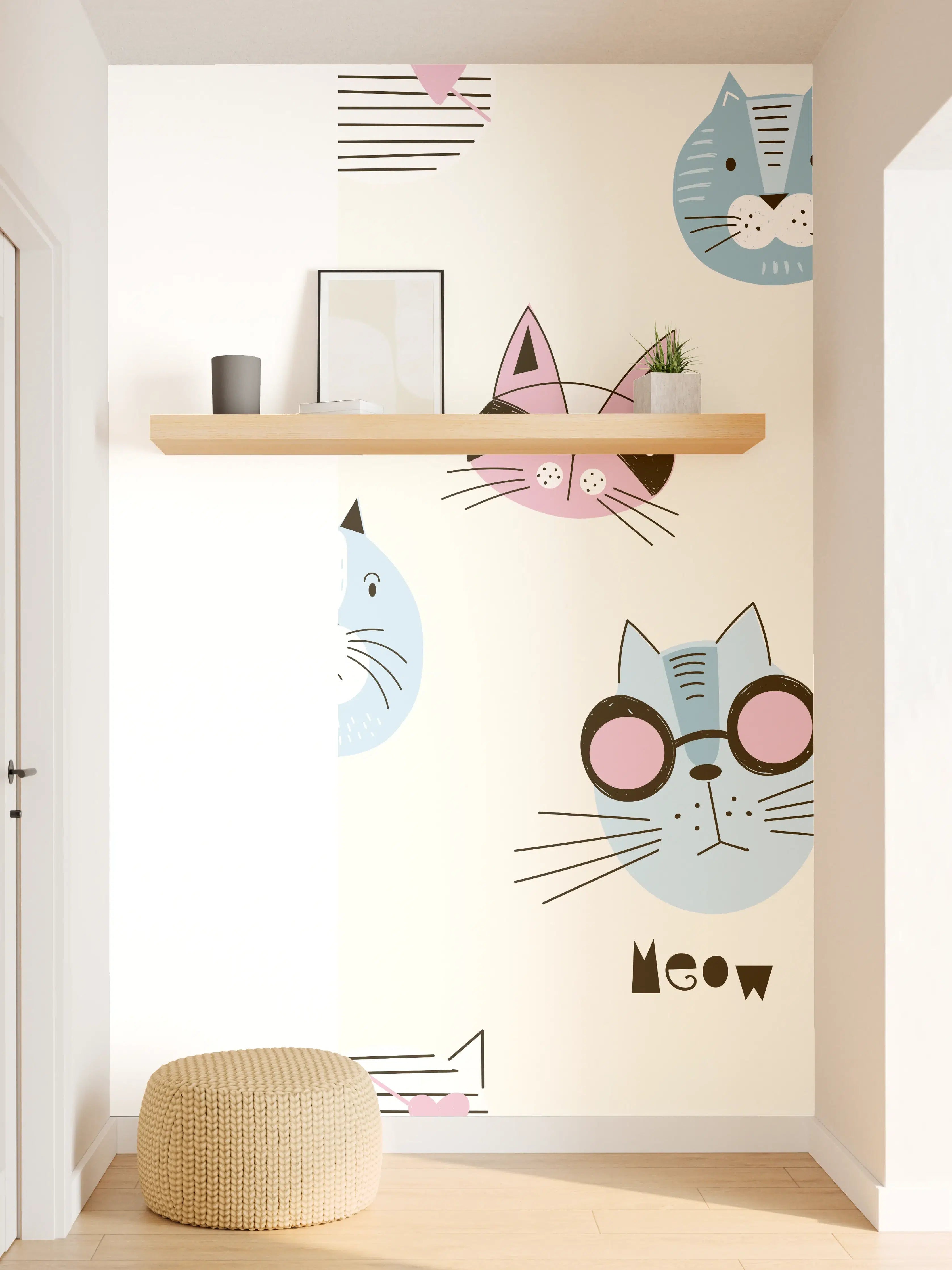 Wandverkleidung Flur - Katzen-Muster Pyjama-Set