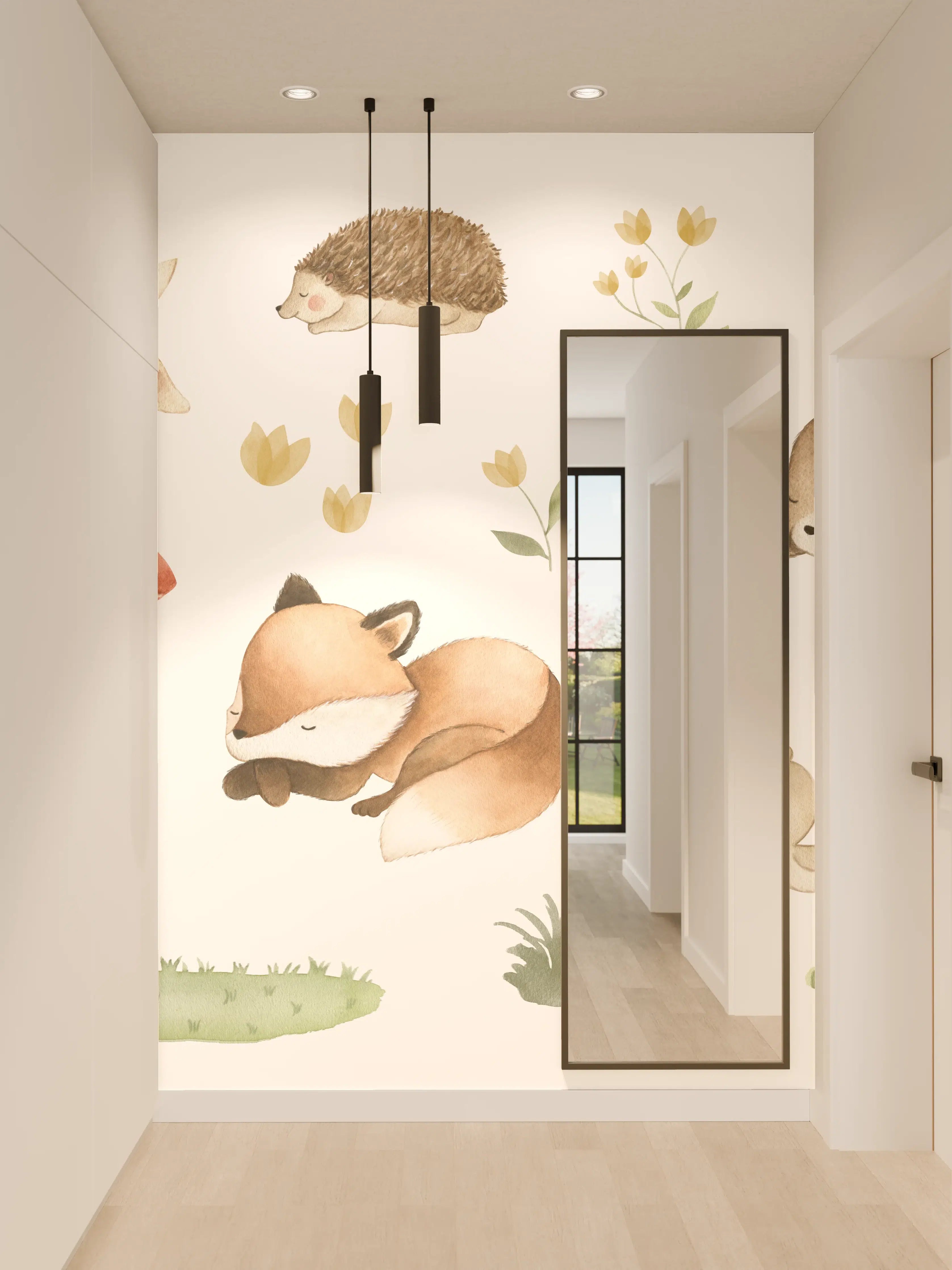 Wandverkleidung Flur - Kindermotiv - Schlafende Tierchen