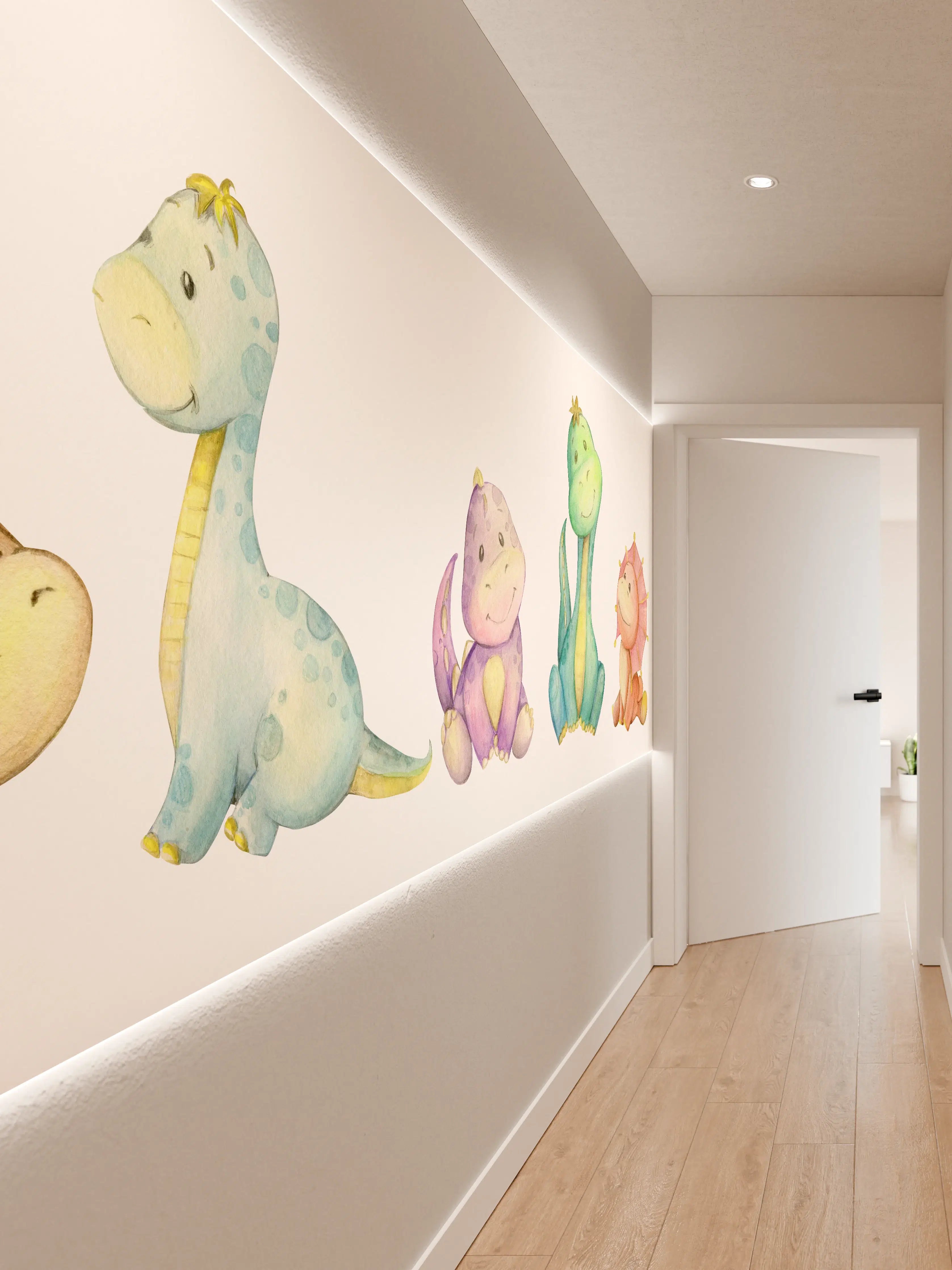 Wandverkleidung Flur - Kindliche Dinosaurier