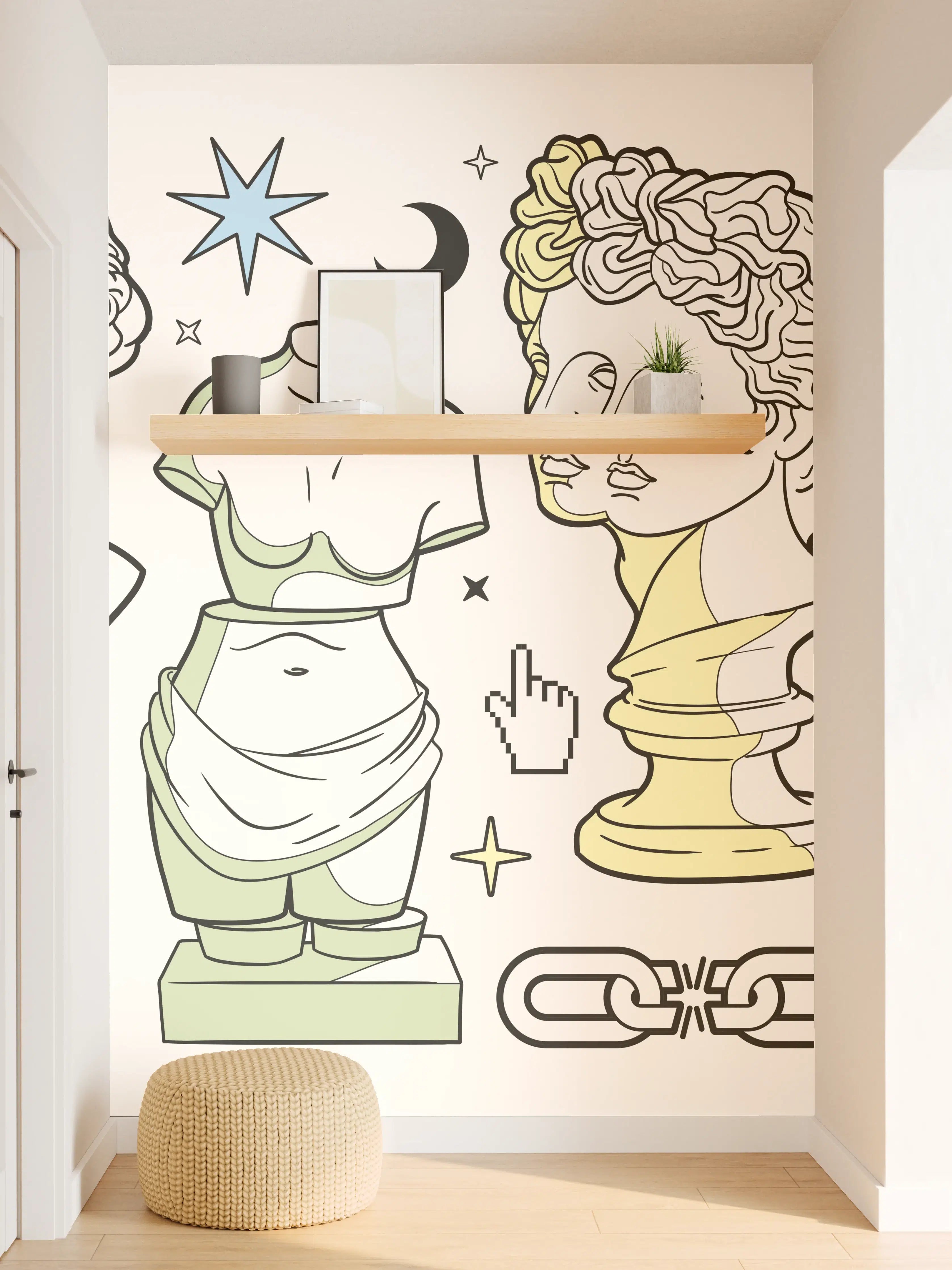 Wandverkleidung Flur - Klassik-Inspirierte Illustrationsreihe