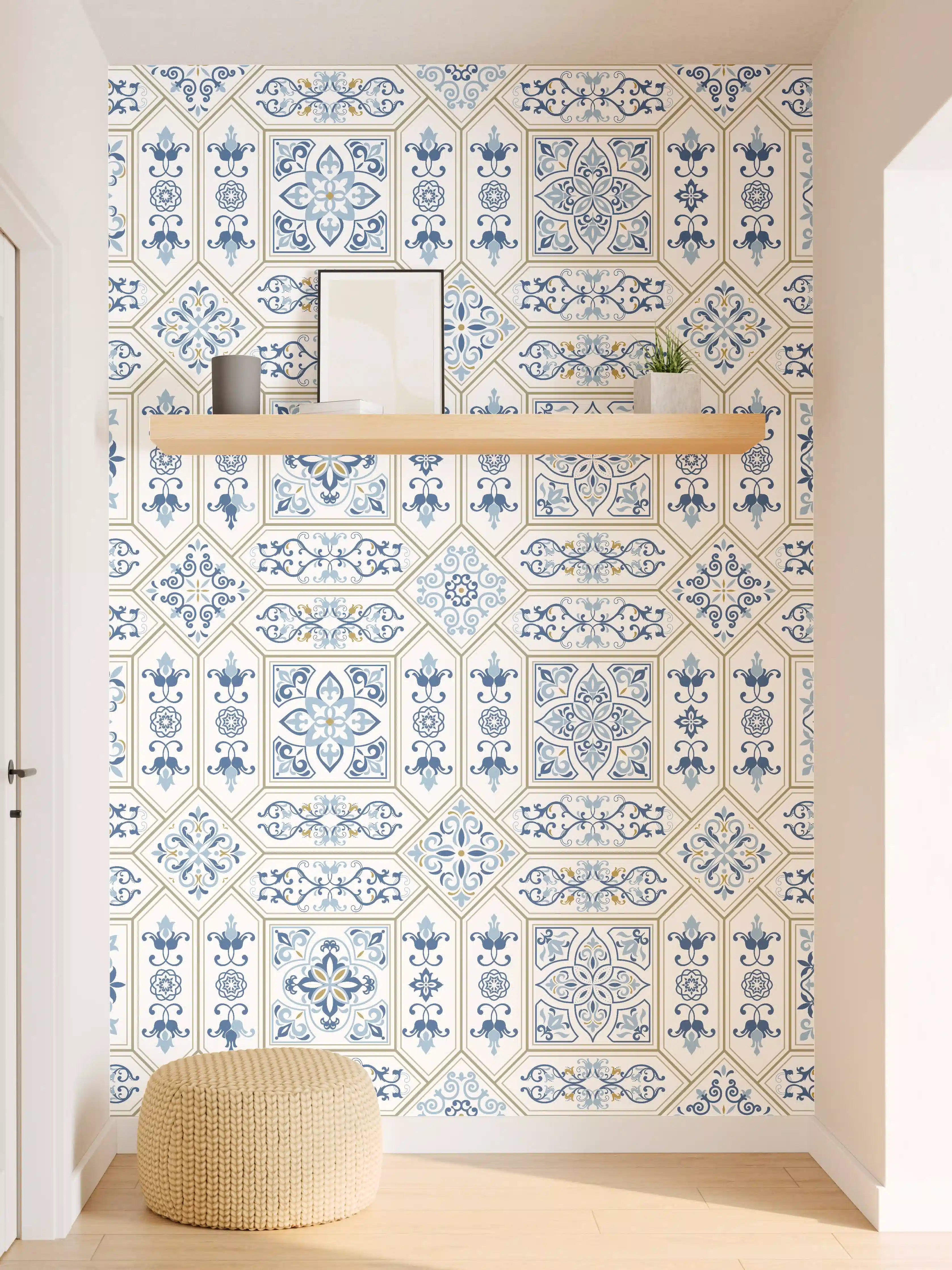 Wandverkleidung Flur - Klassische Fliesen in Blau und Weiß