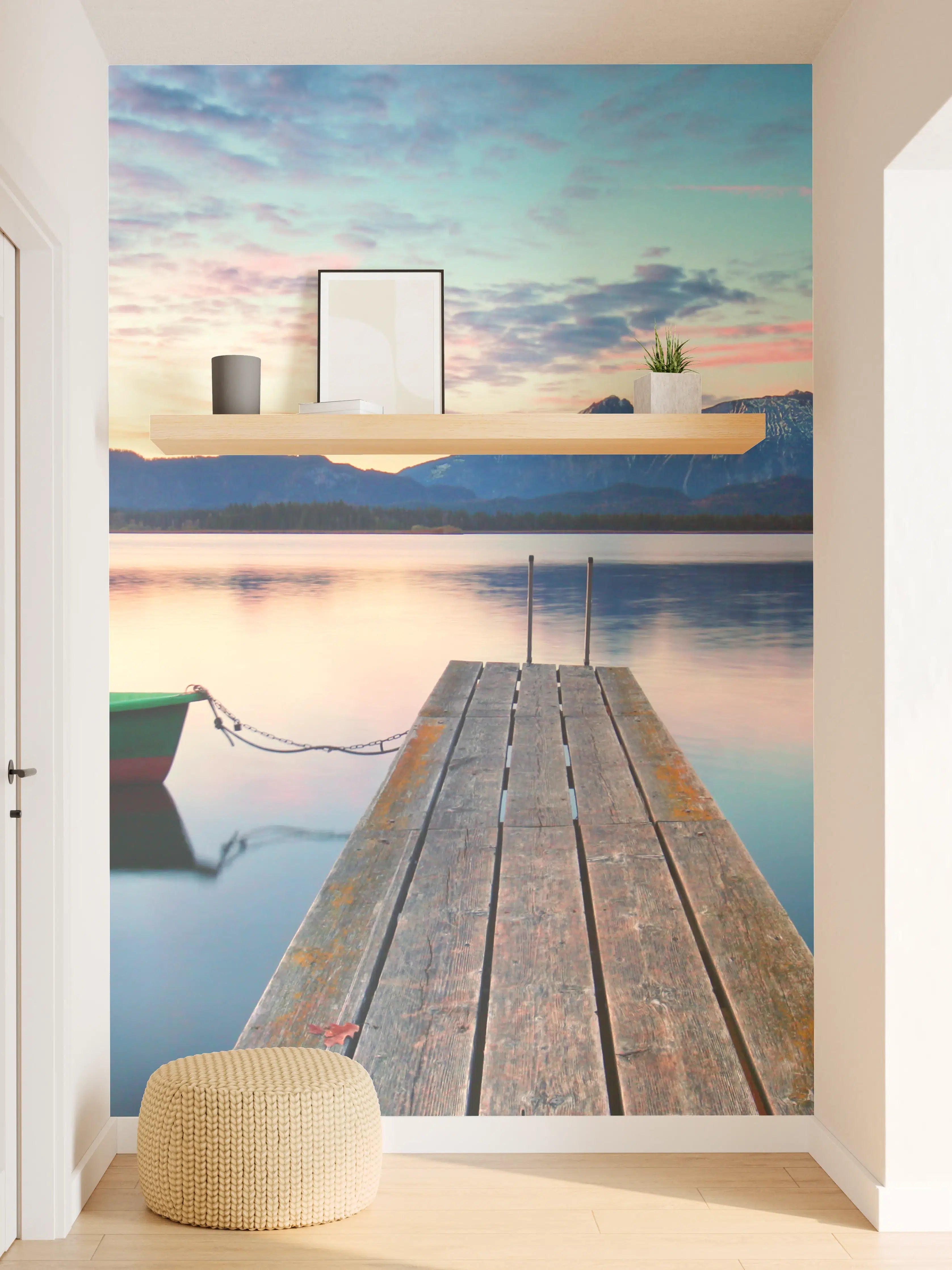 Wandverkleidung Flur - Kleines Boot am Bergsee