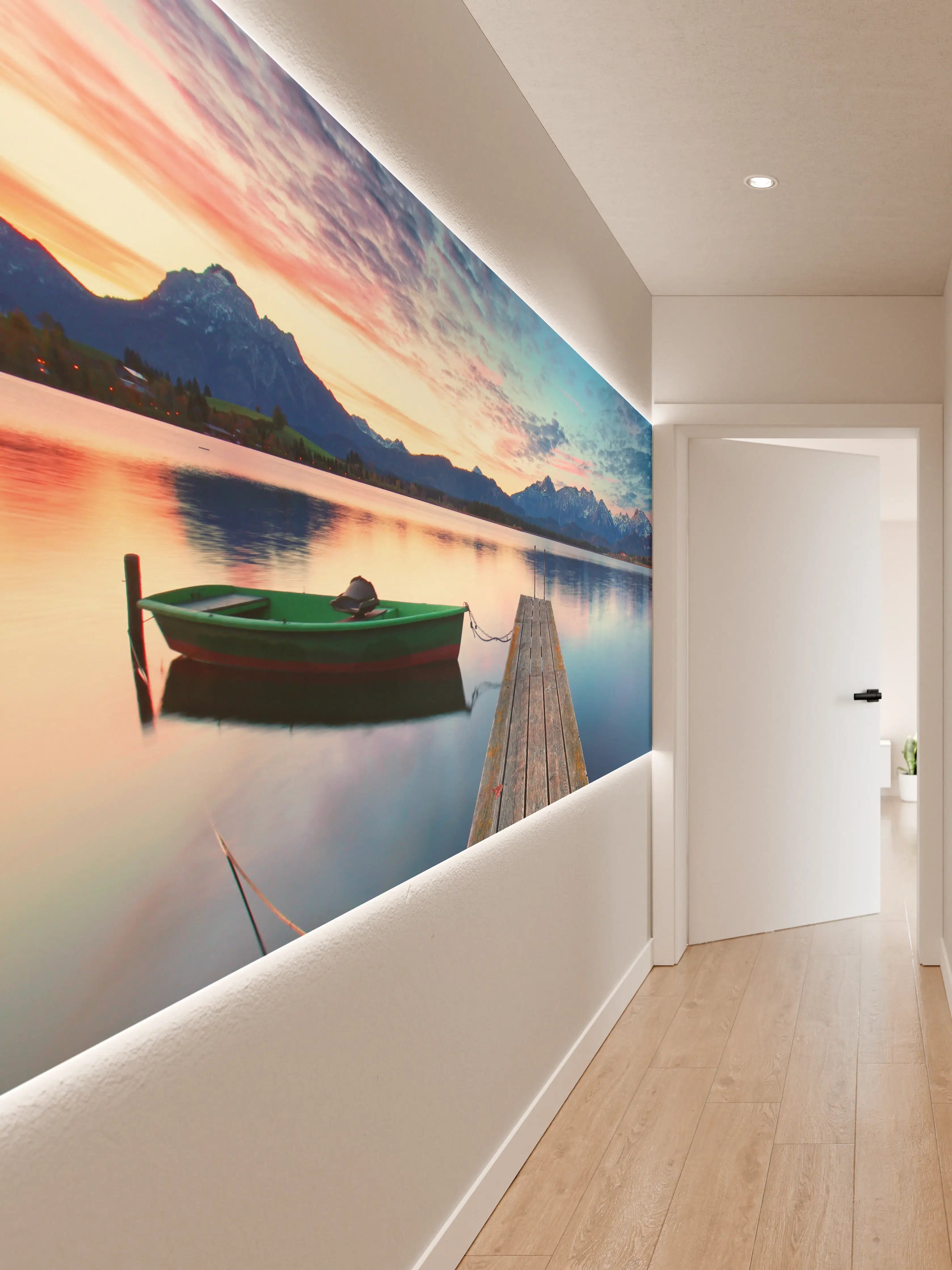 Wandverkleidung Flur - Kleines Boot am Bergsee