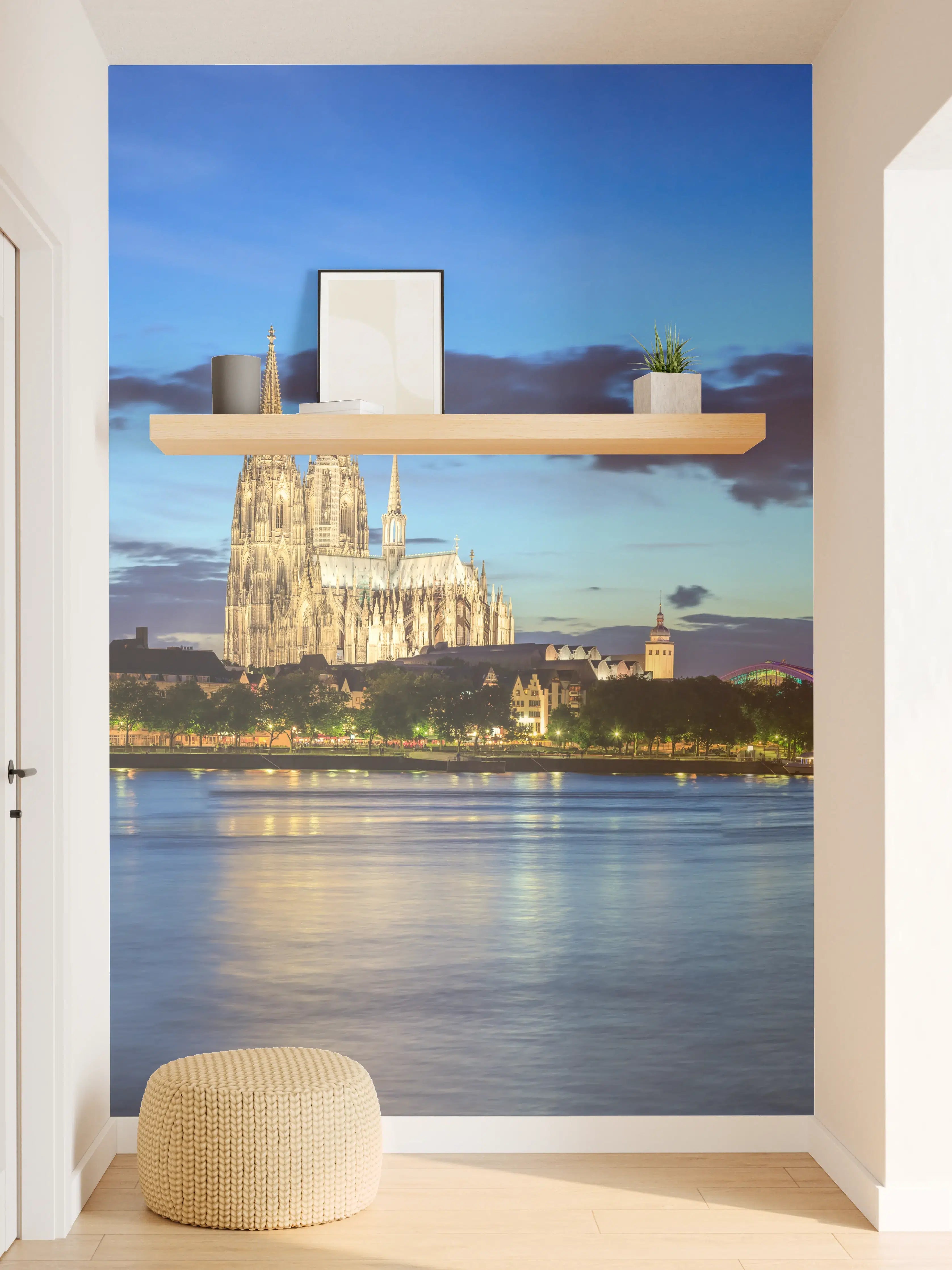 Wandverkleidung Flur - Kölner Skyline - Nachts