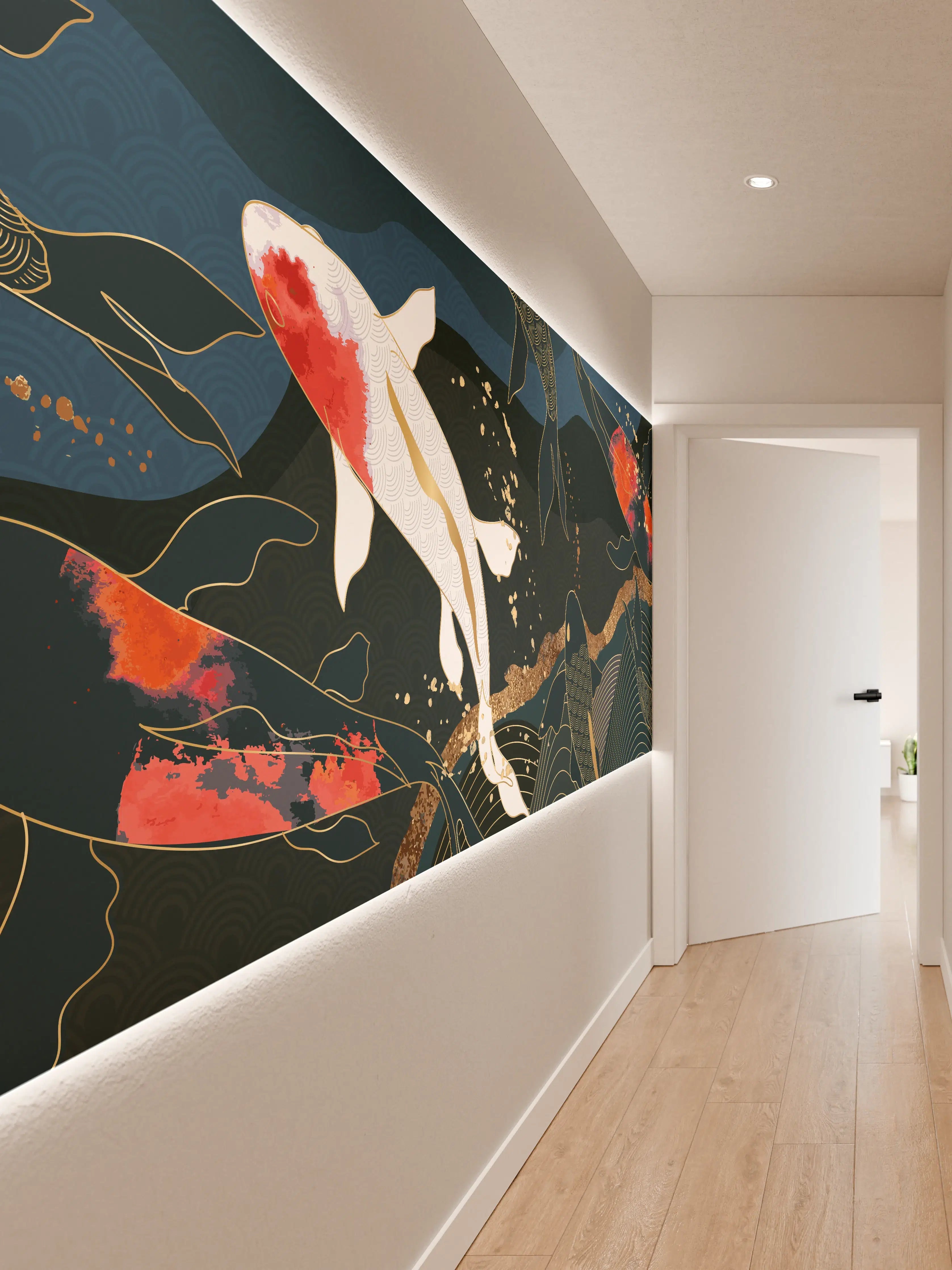 Wandverkleidung Flur - Koi-Karpfen Kunstdruck
