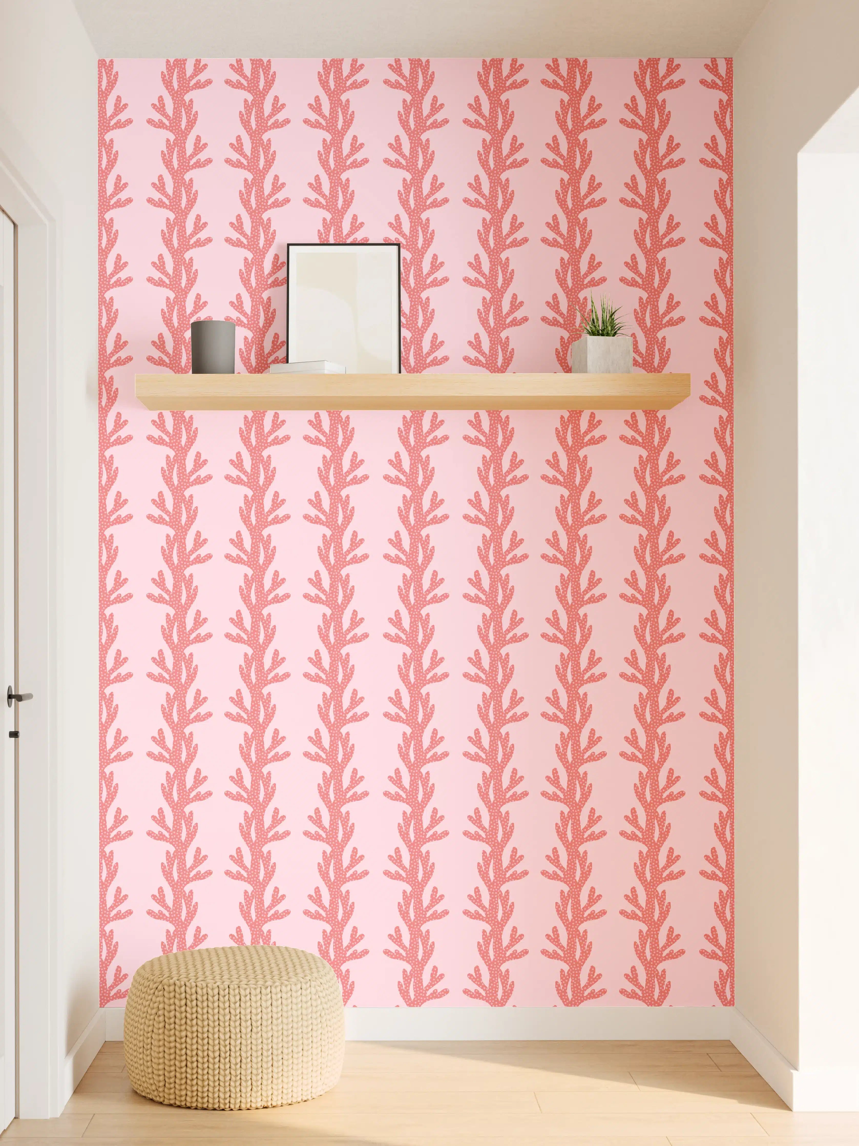 Wandverkleidung Flur - Korallenmuster Rosa Tapete