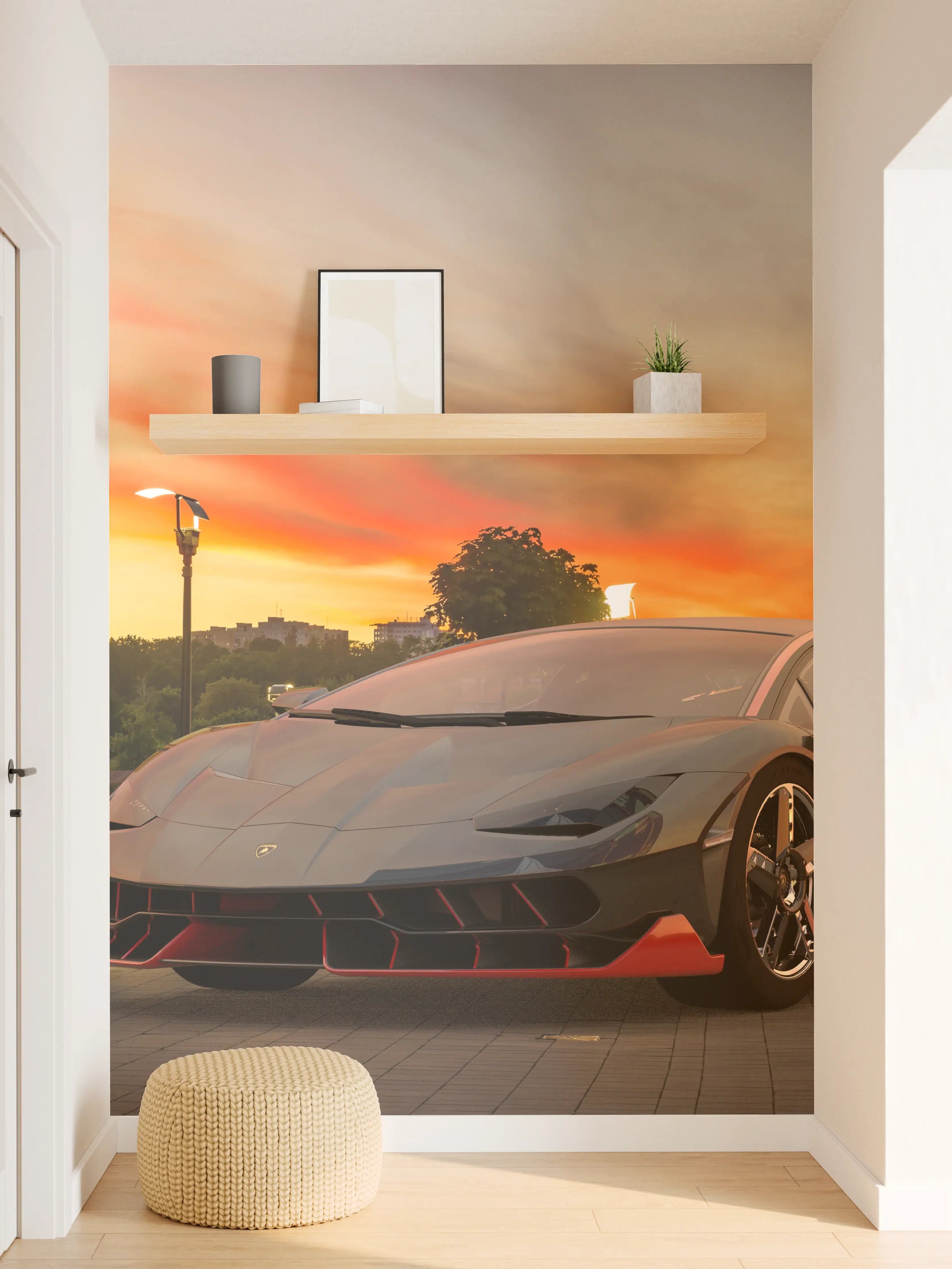 Wandverkleidung Flur - Lamborghini Centenario bei Sonnenuntergang