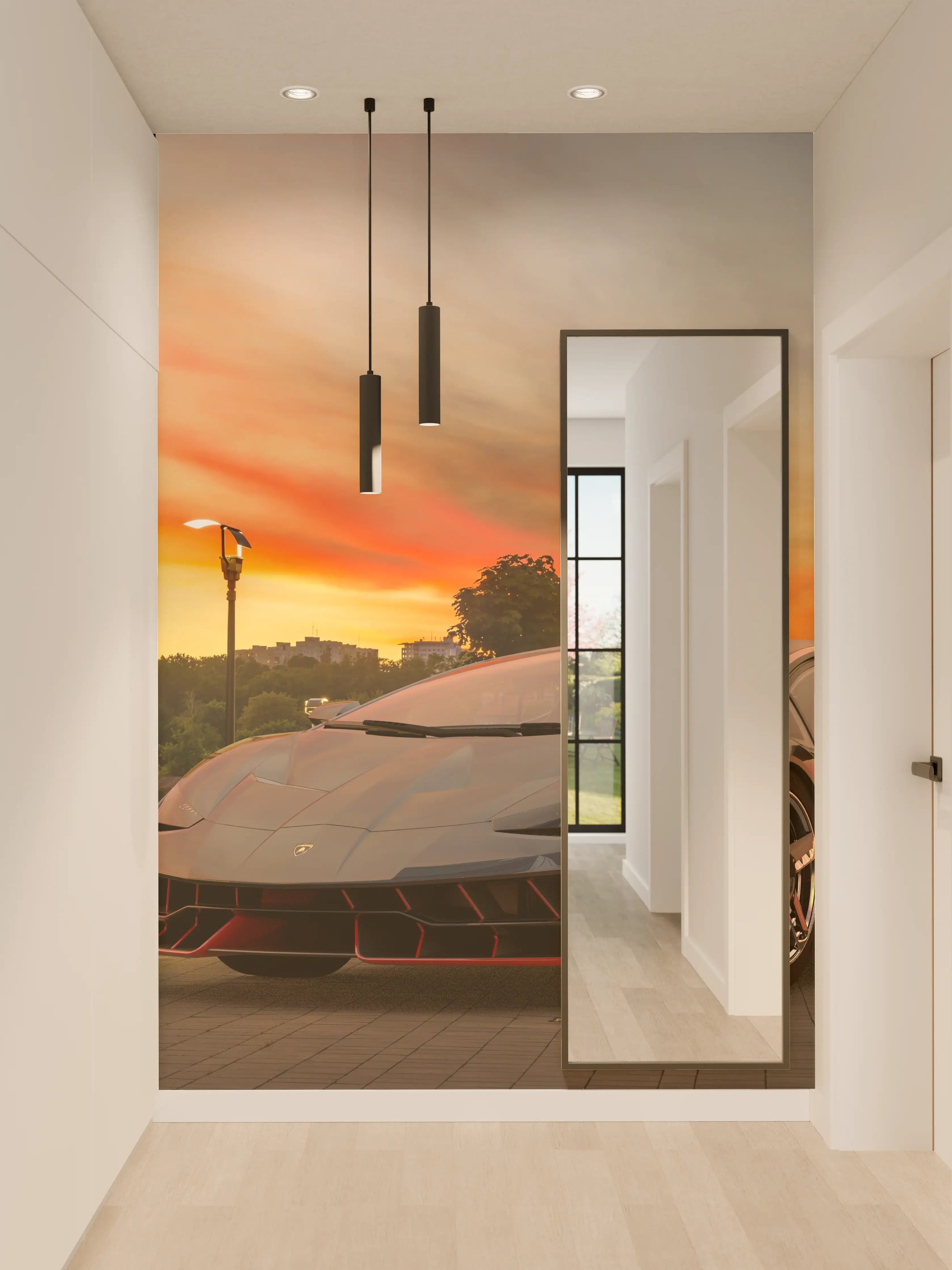 Wandverkleidung Flur - Lamborghini Centenario bei Sonnenuntergang
