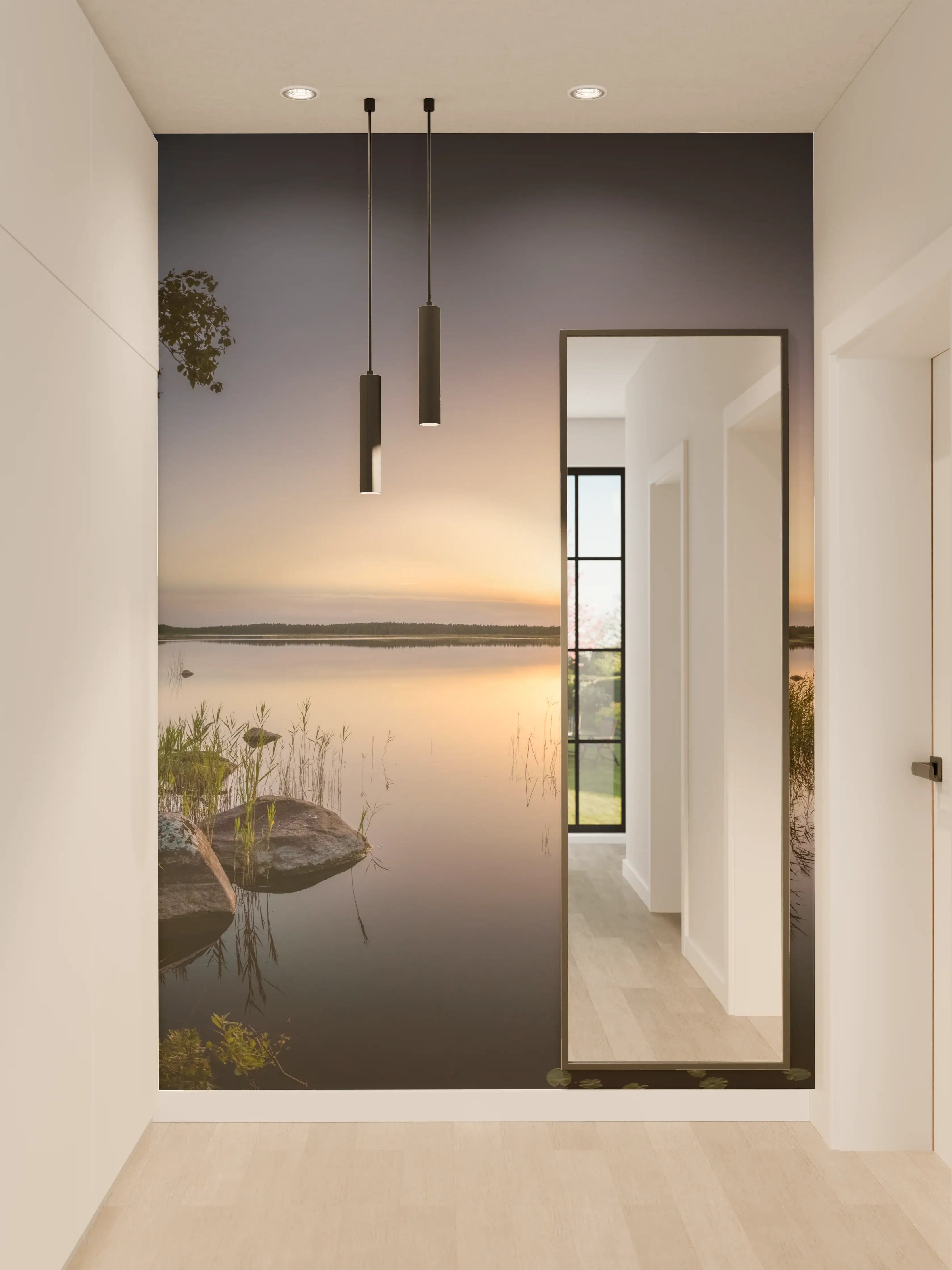 Wandverkleidung Flur - Landschaft in der Dämmerung - Sonnenuntergang