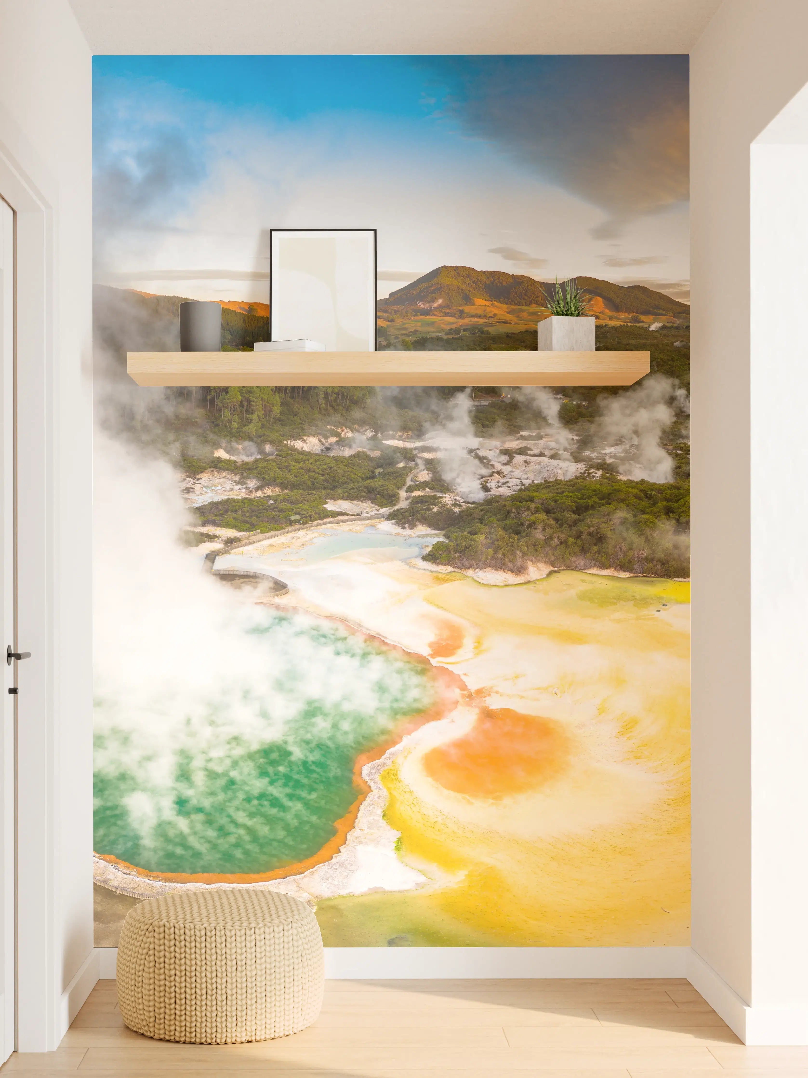 Wandverkleidung Flur - Landschaft mit kochend heißem Schlamm