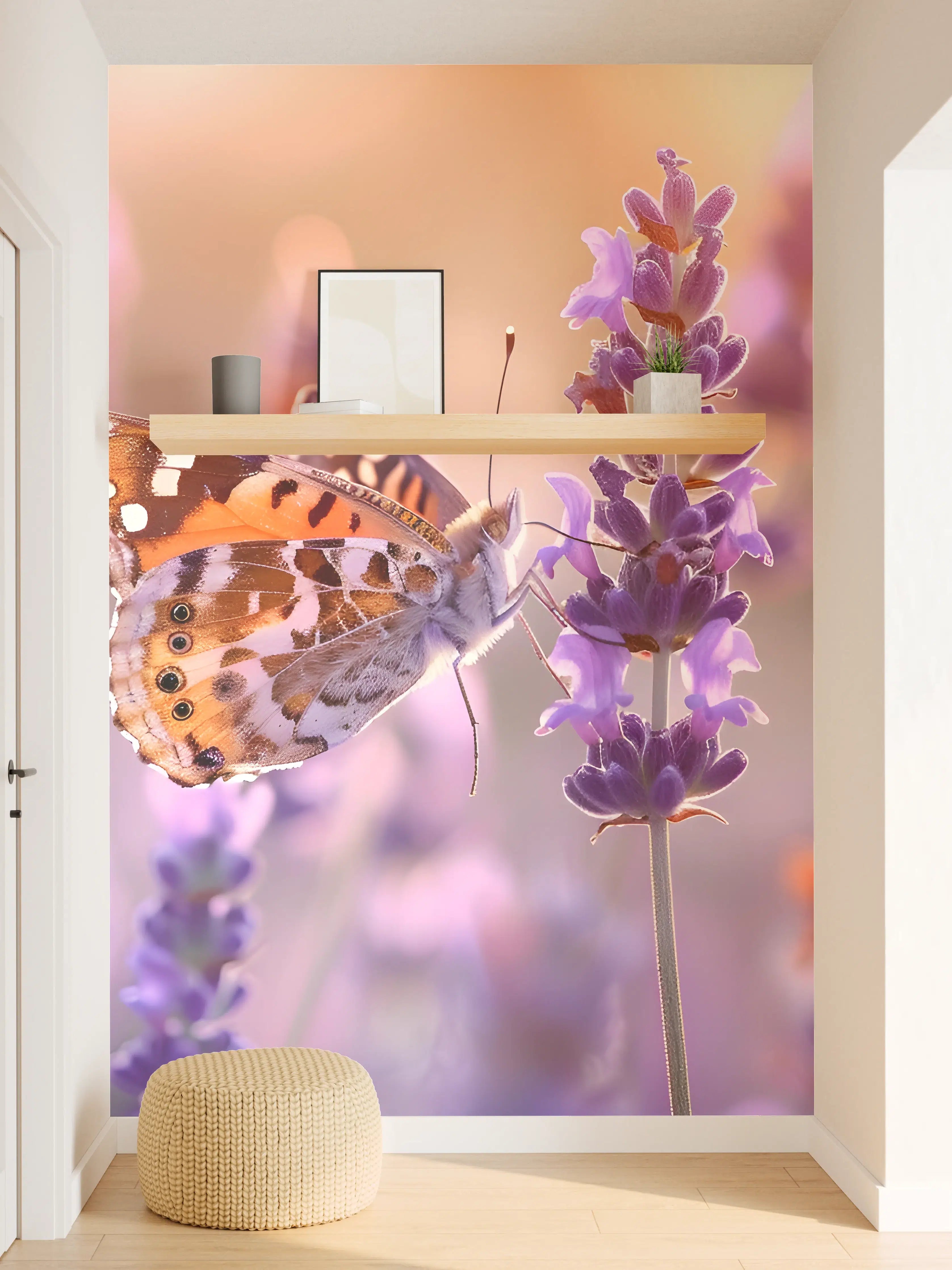 Wandverkleidung Flur - Lavendel-Schmetterling in Pastell