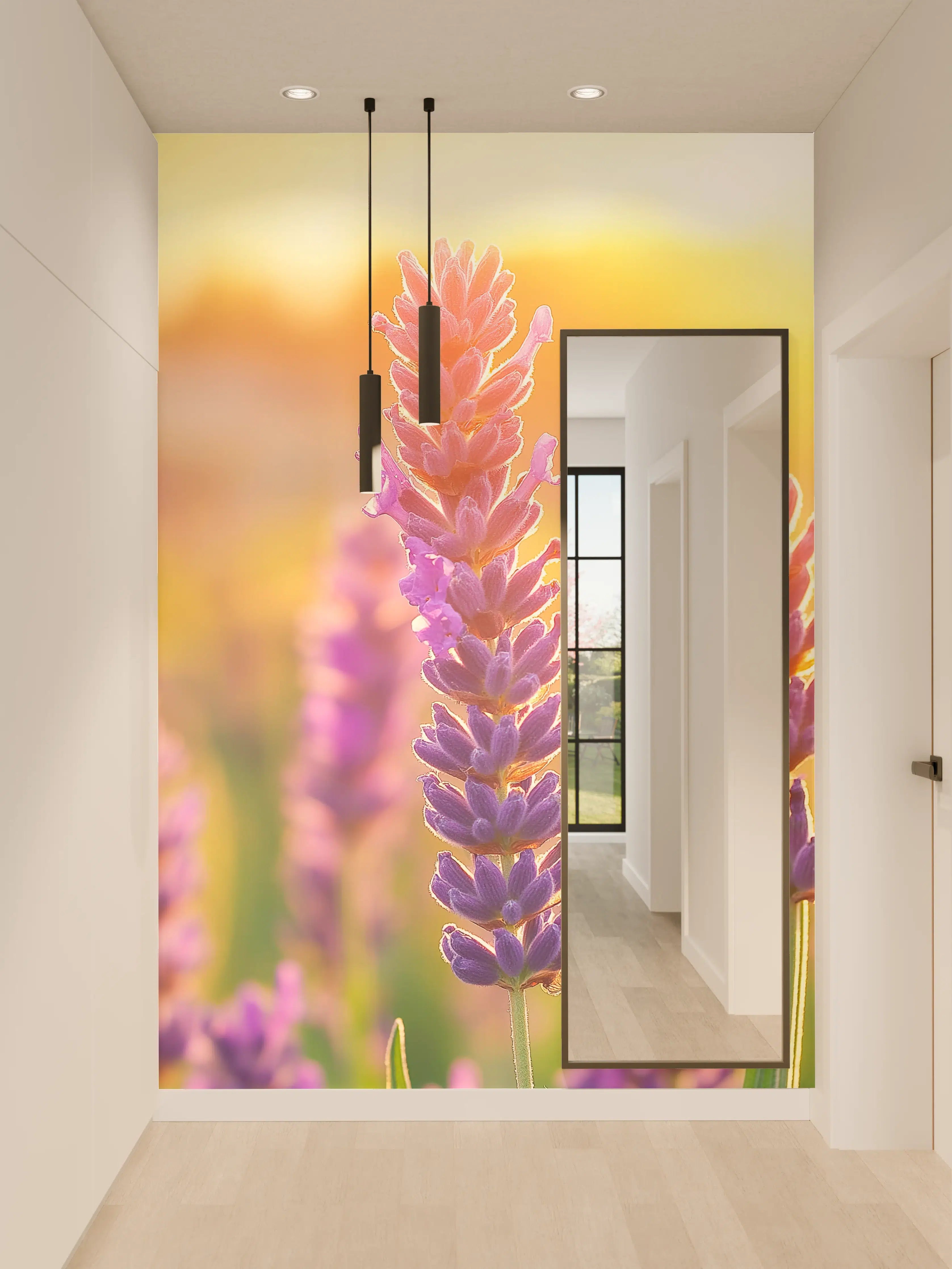 Wandverkleidung Flur - Lavendel in goldenem Abendlicht