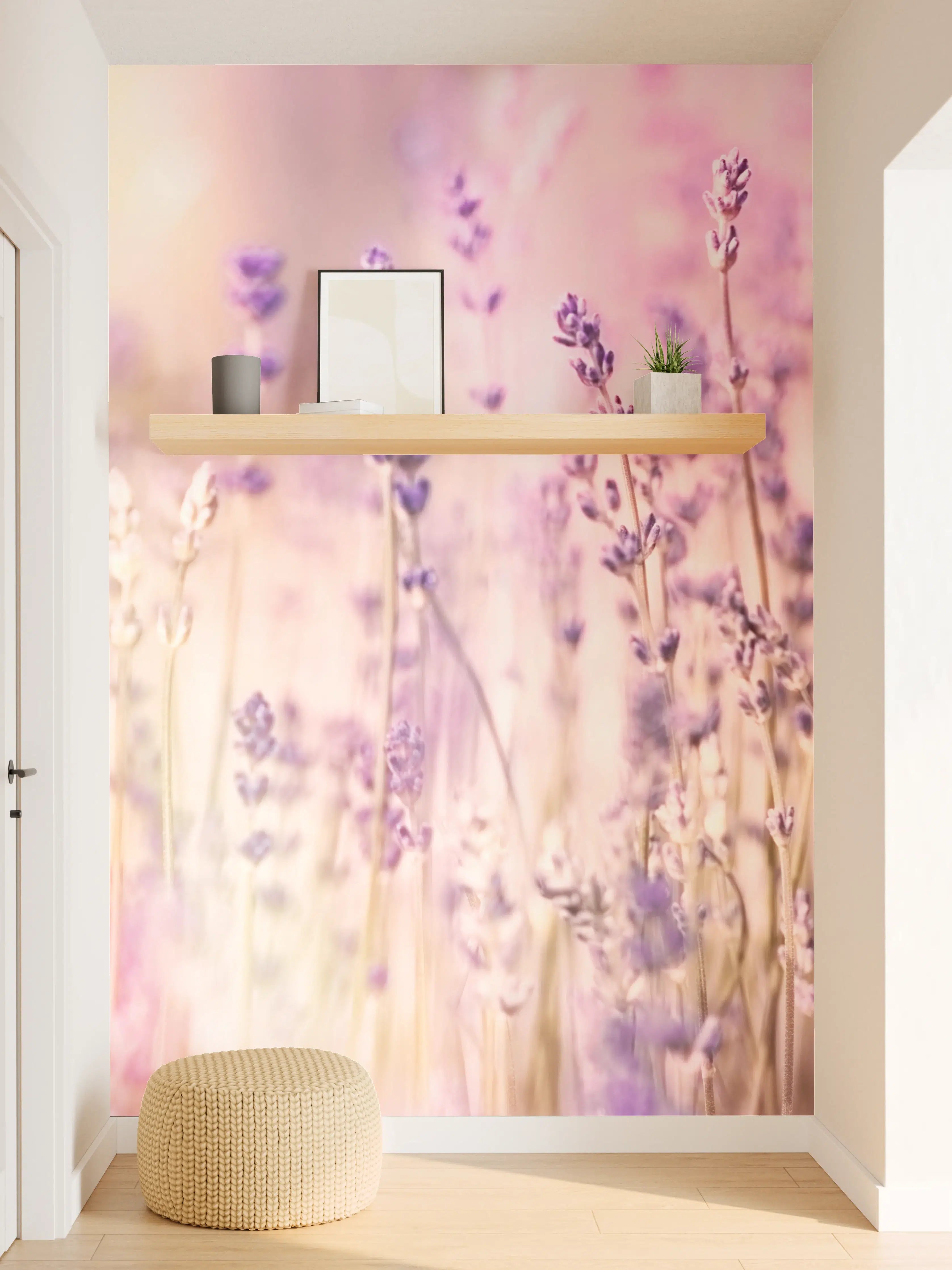 Wandverkleidung Flur - Lavendelfeld Pastell Lila Rosa