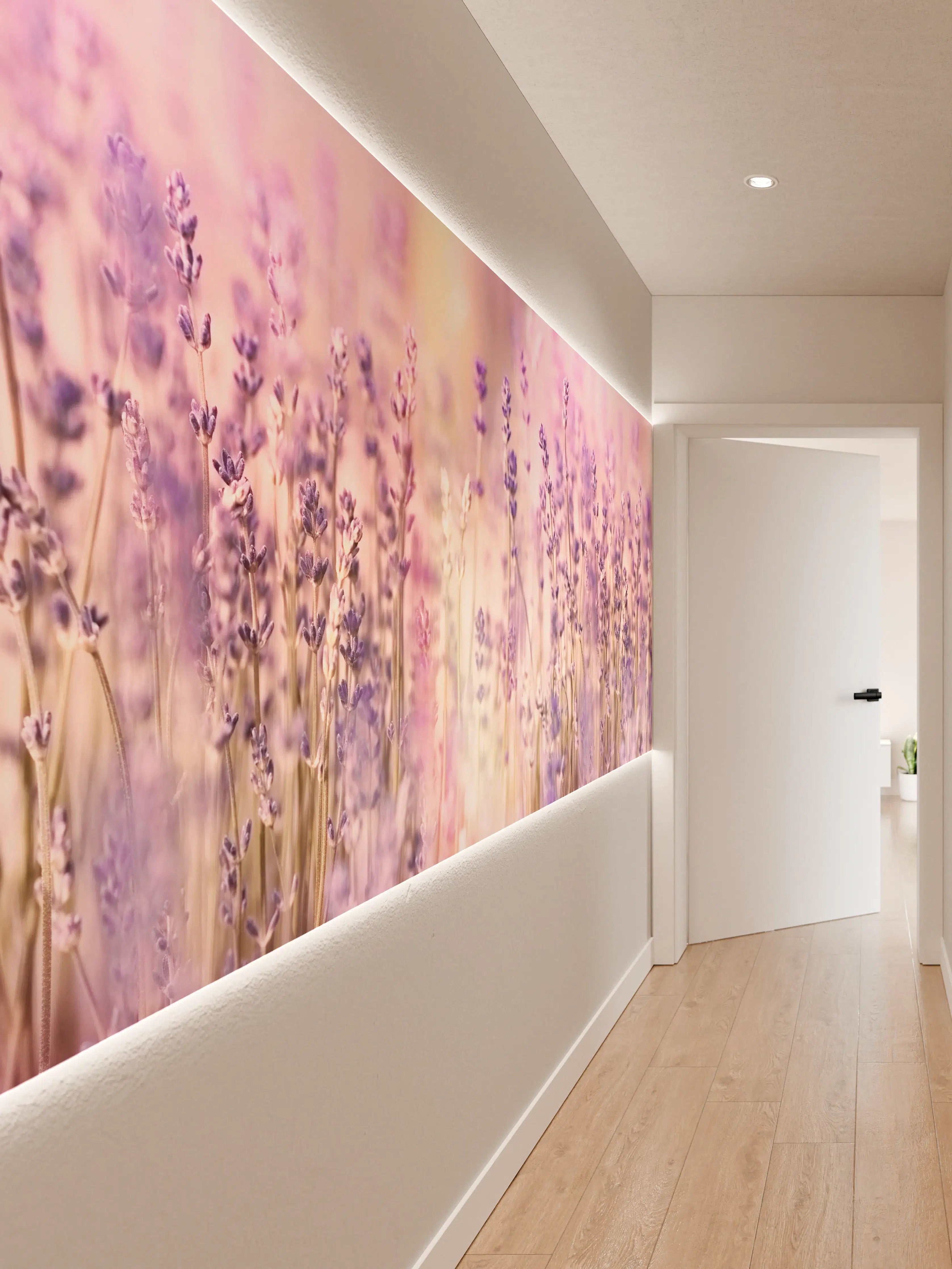 Wandverkleidung Flur - Lavendelfeld Pastell Lila Rosa