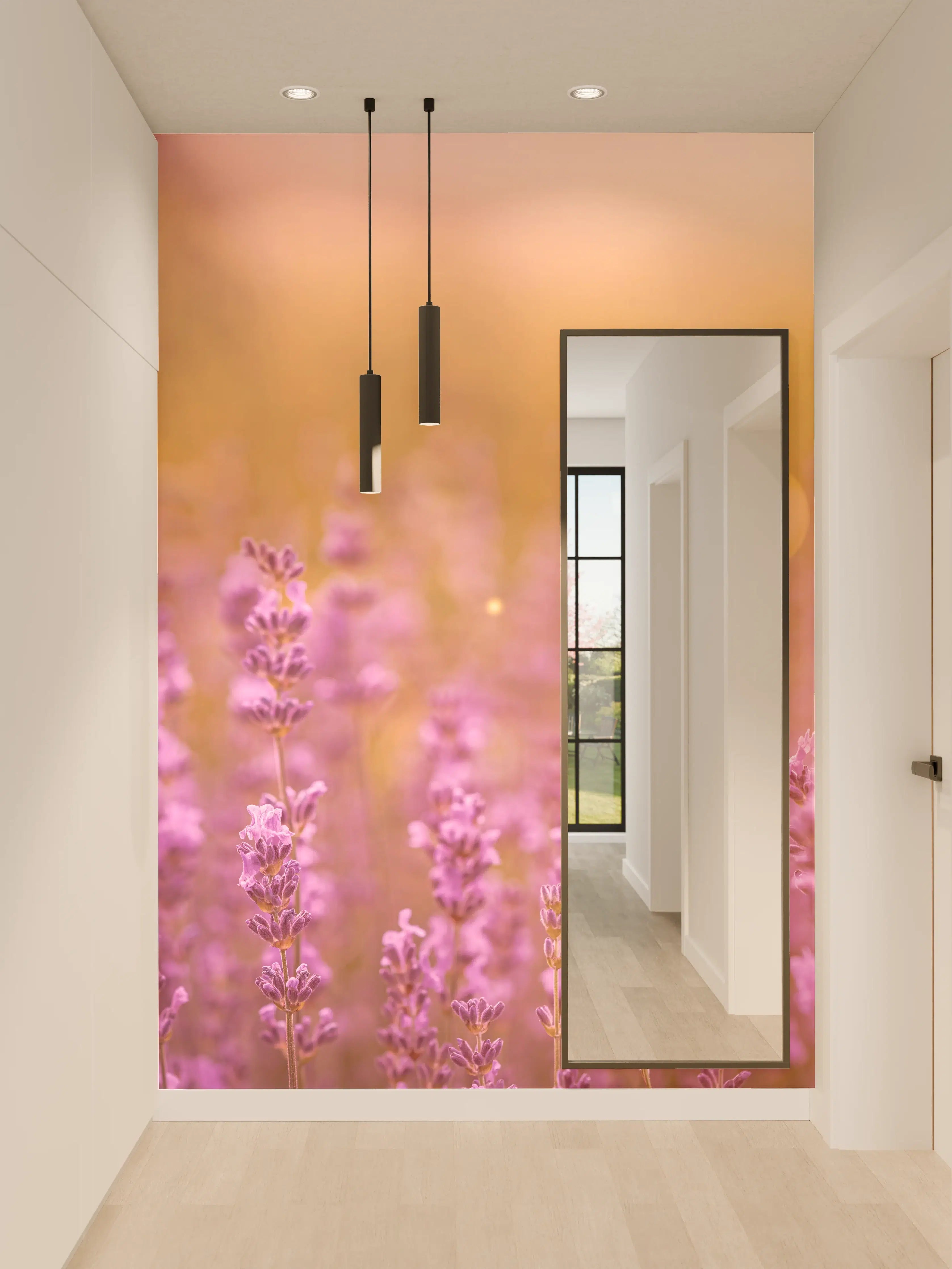 Wandverkleidung Flur - Lavendelfeld im warmen Abendlicht