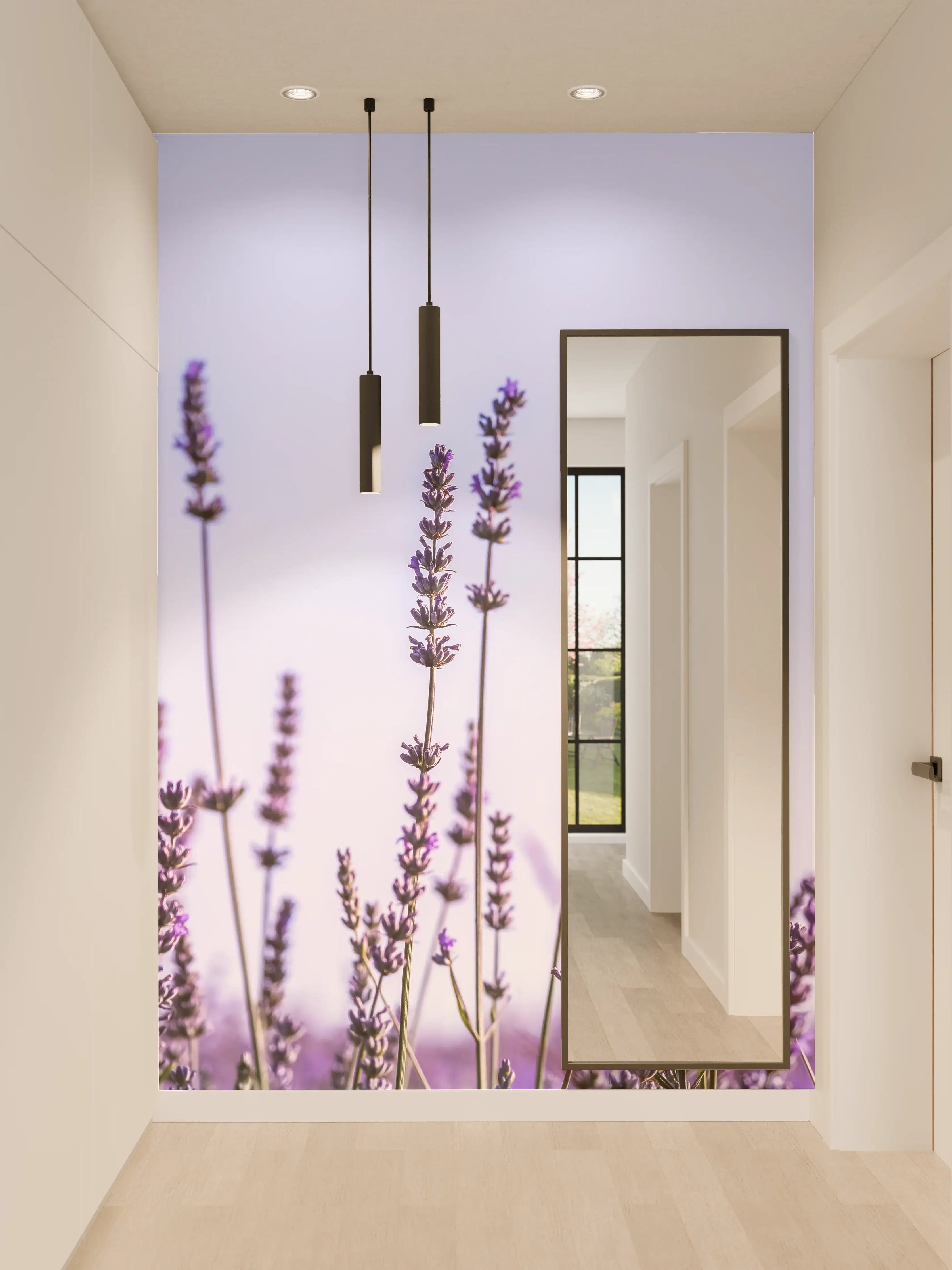 Wandverkleidung Flur - Lavendelfeld in Lila-Blau