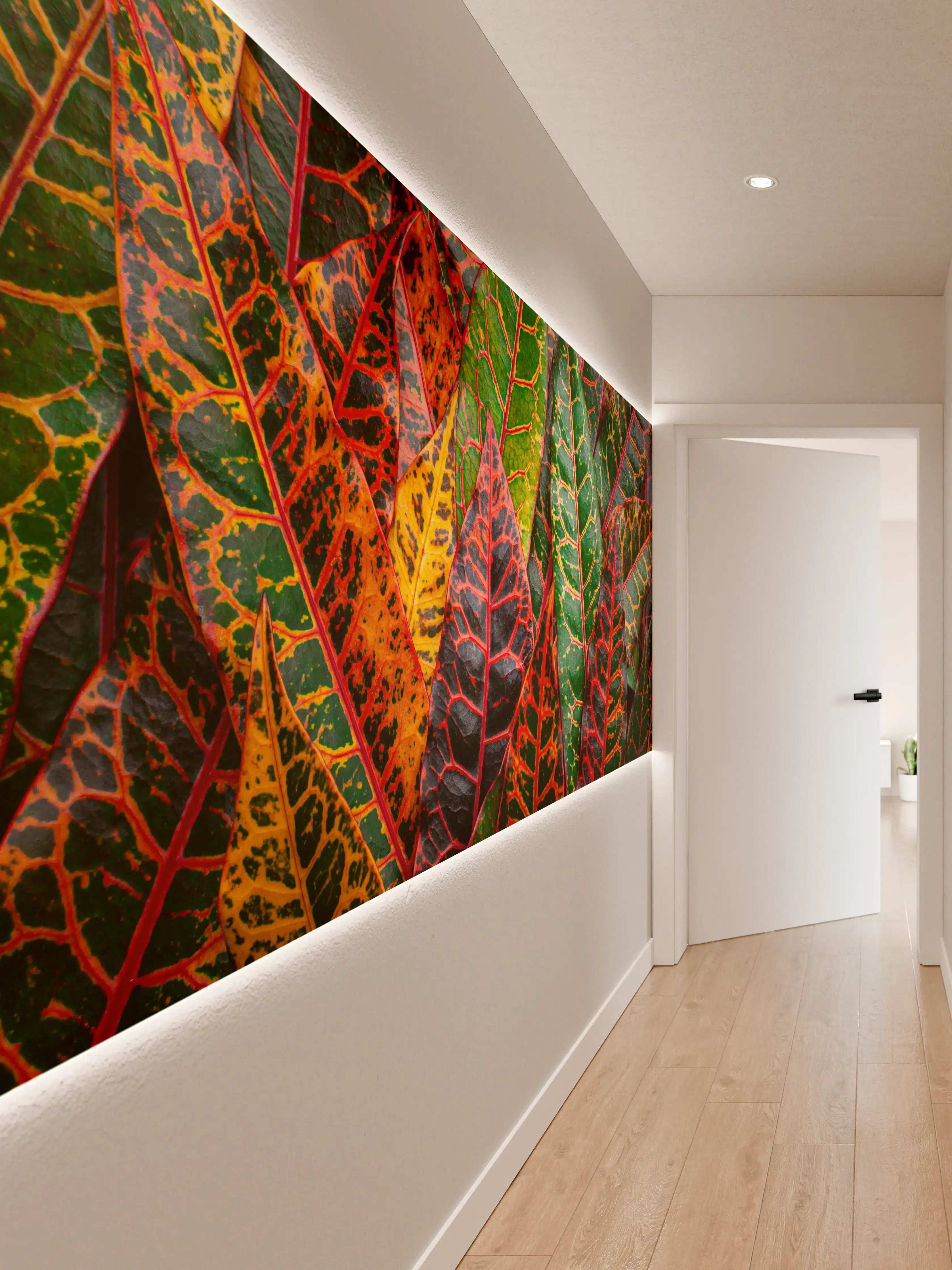 Wandverkleidung Flur - Lebendige Croton-Pflanzen in satten Farben