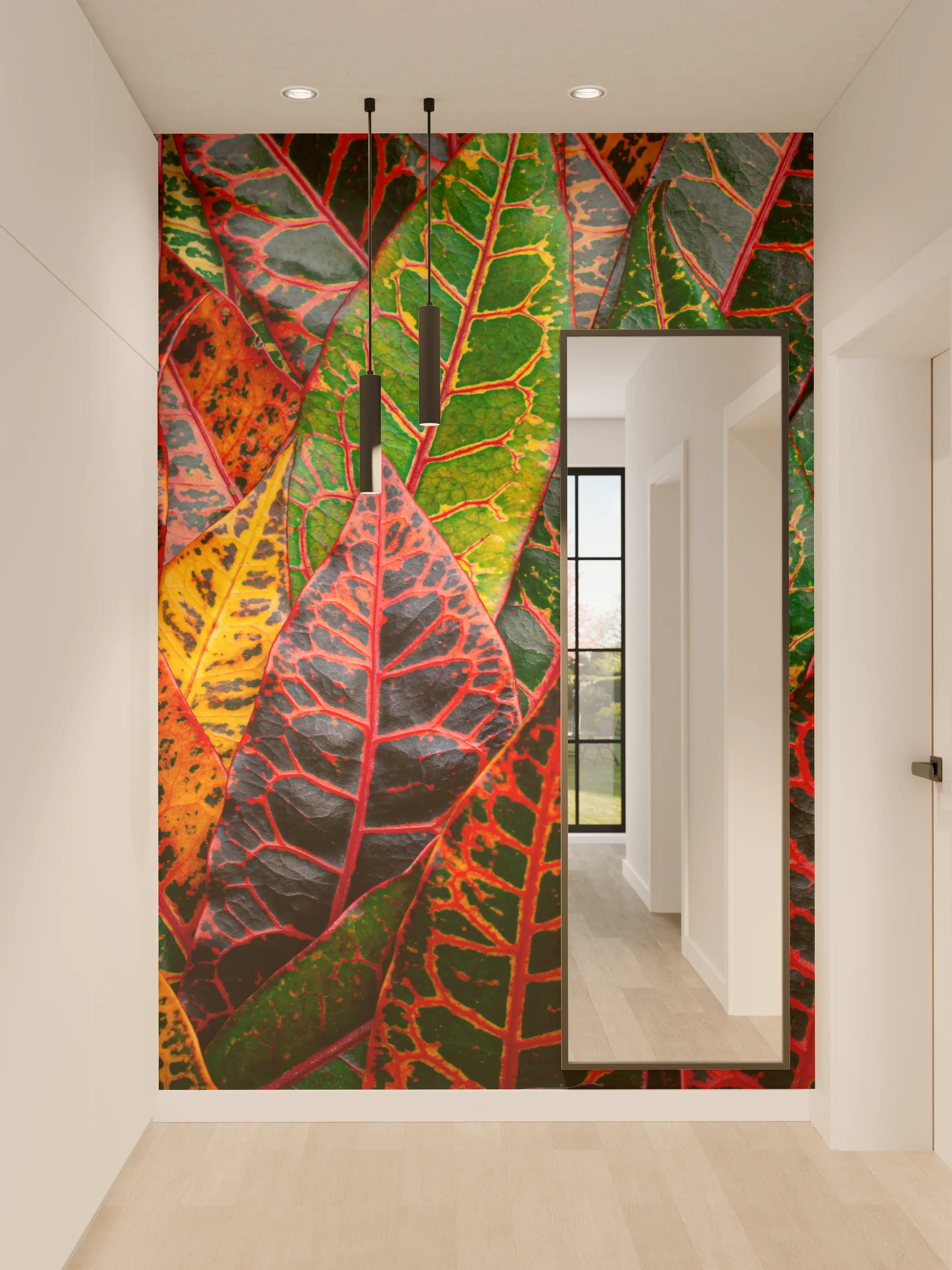 Wandverkleidung Flur - Lebendige Croton-Pflanzen in satten Farben