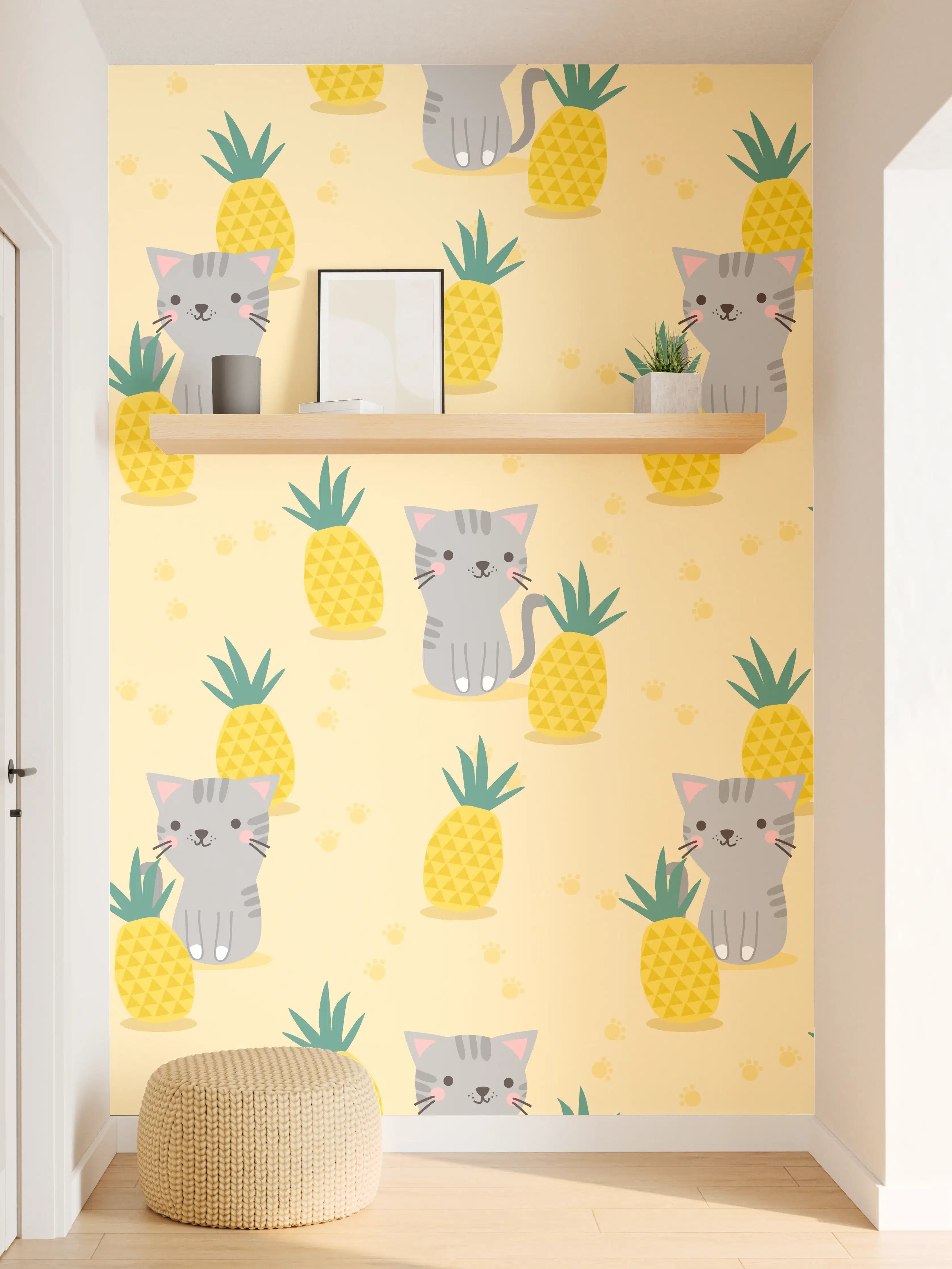 Wandverkleidung Flur - Lebendige Tiermotive mit Ananas-Design