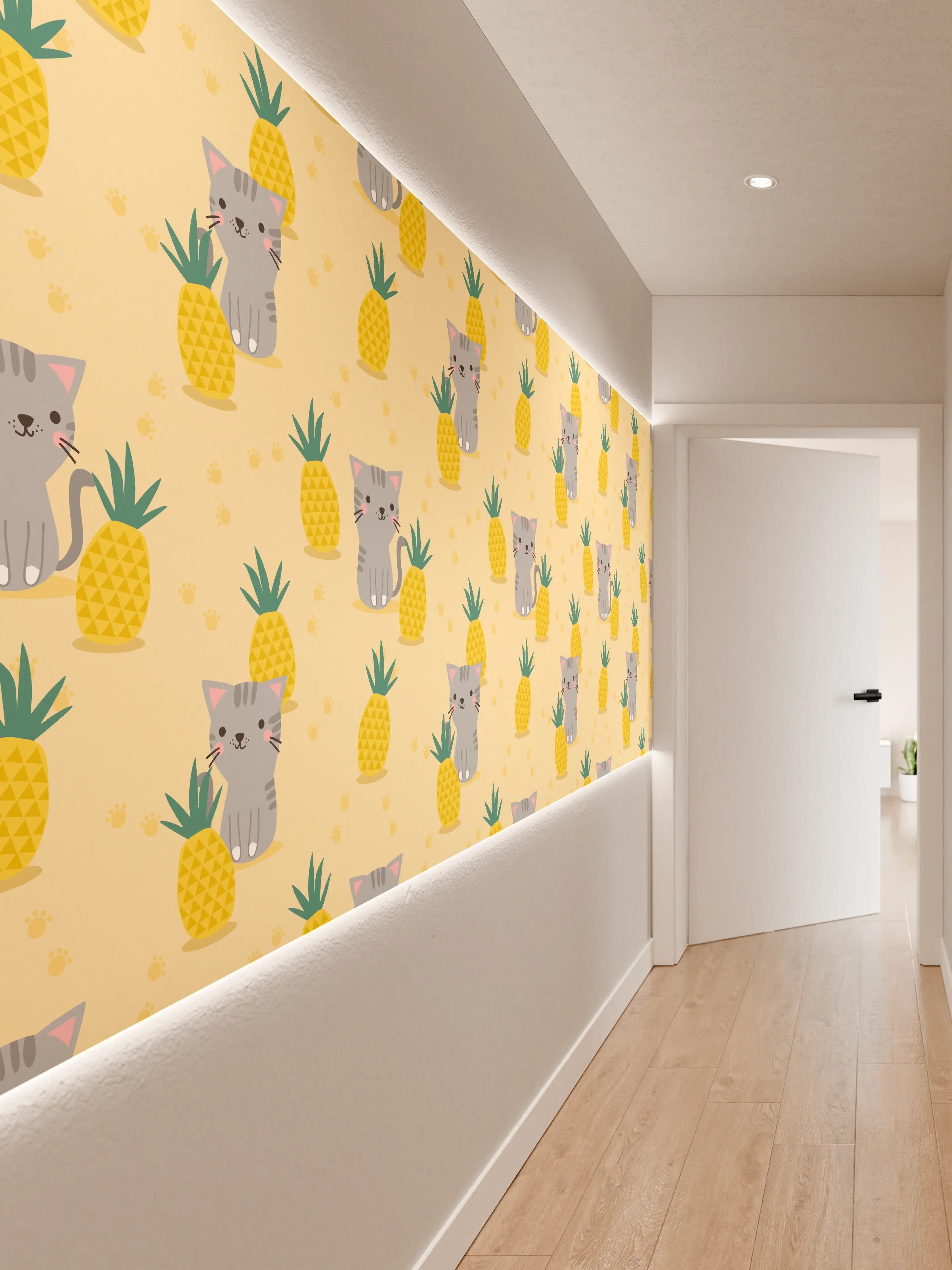 Wandverkleidung Flur - Lebendige Tiermotive mit Ananas-Design