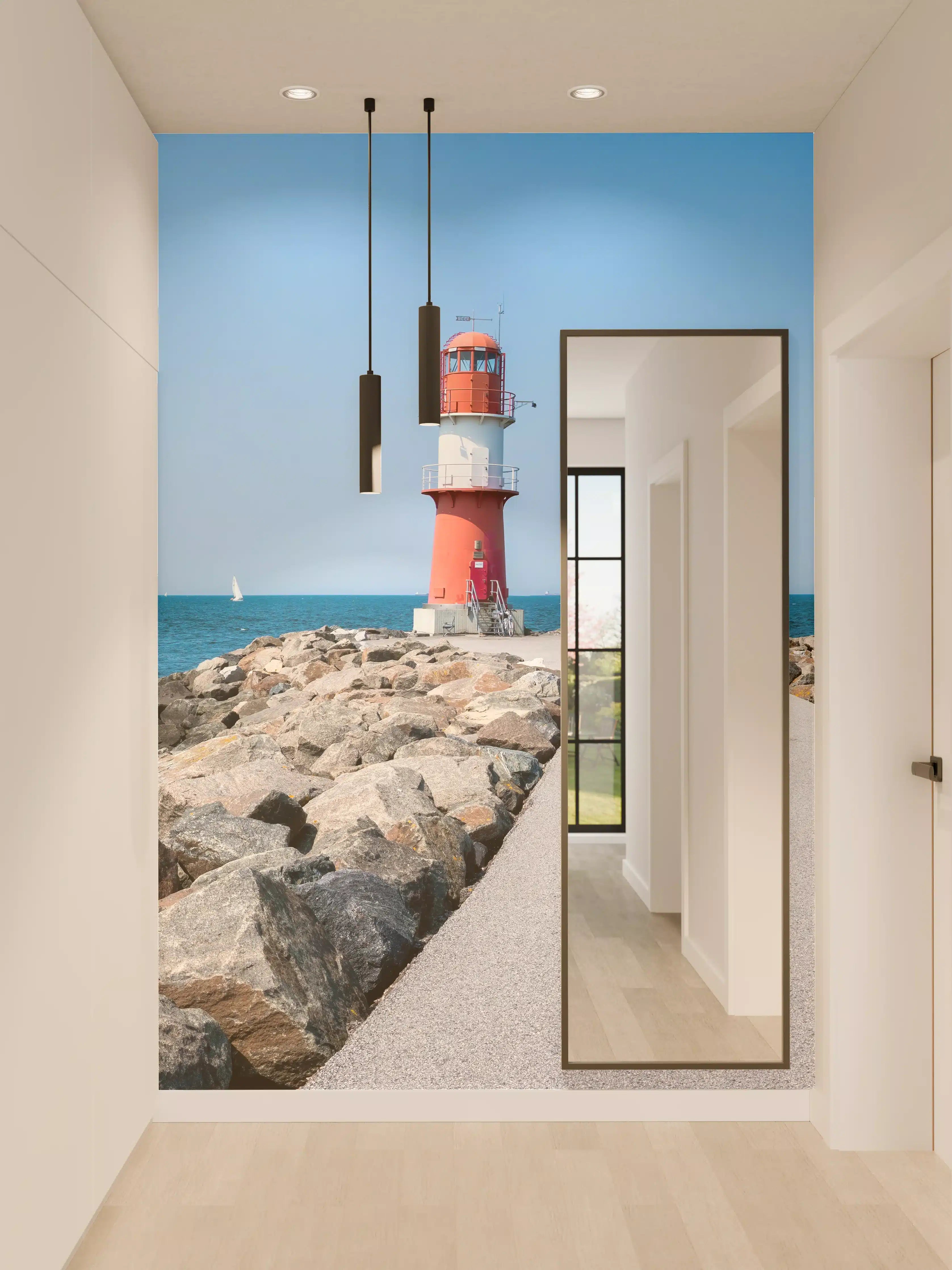Wandverkleidung Flur - Leuchtturm am Meer