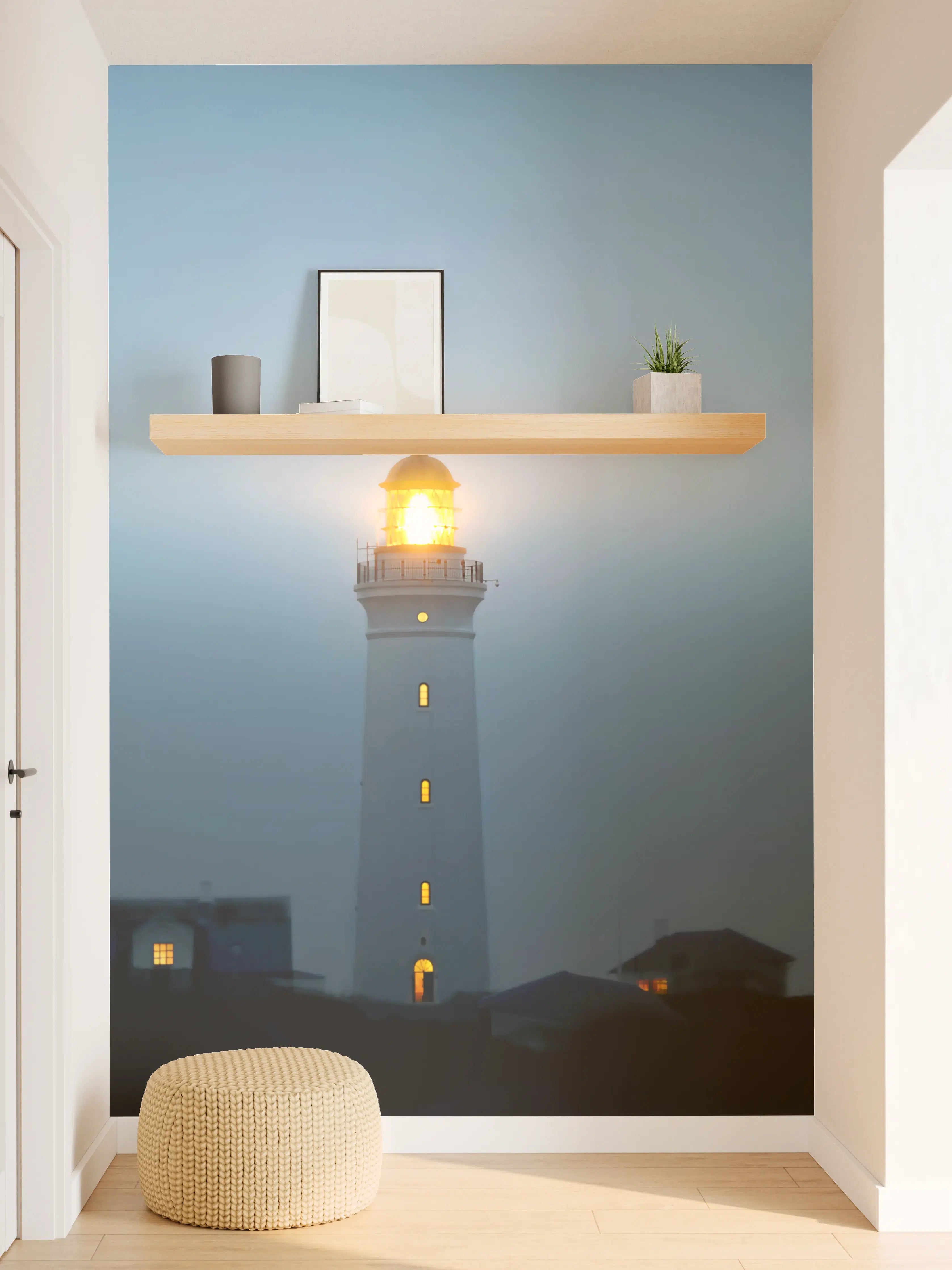 Wandverkleidung Flur - Leuchtturm im dunkeln