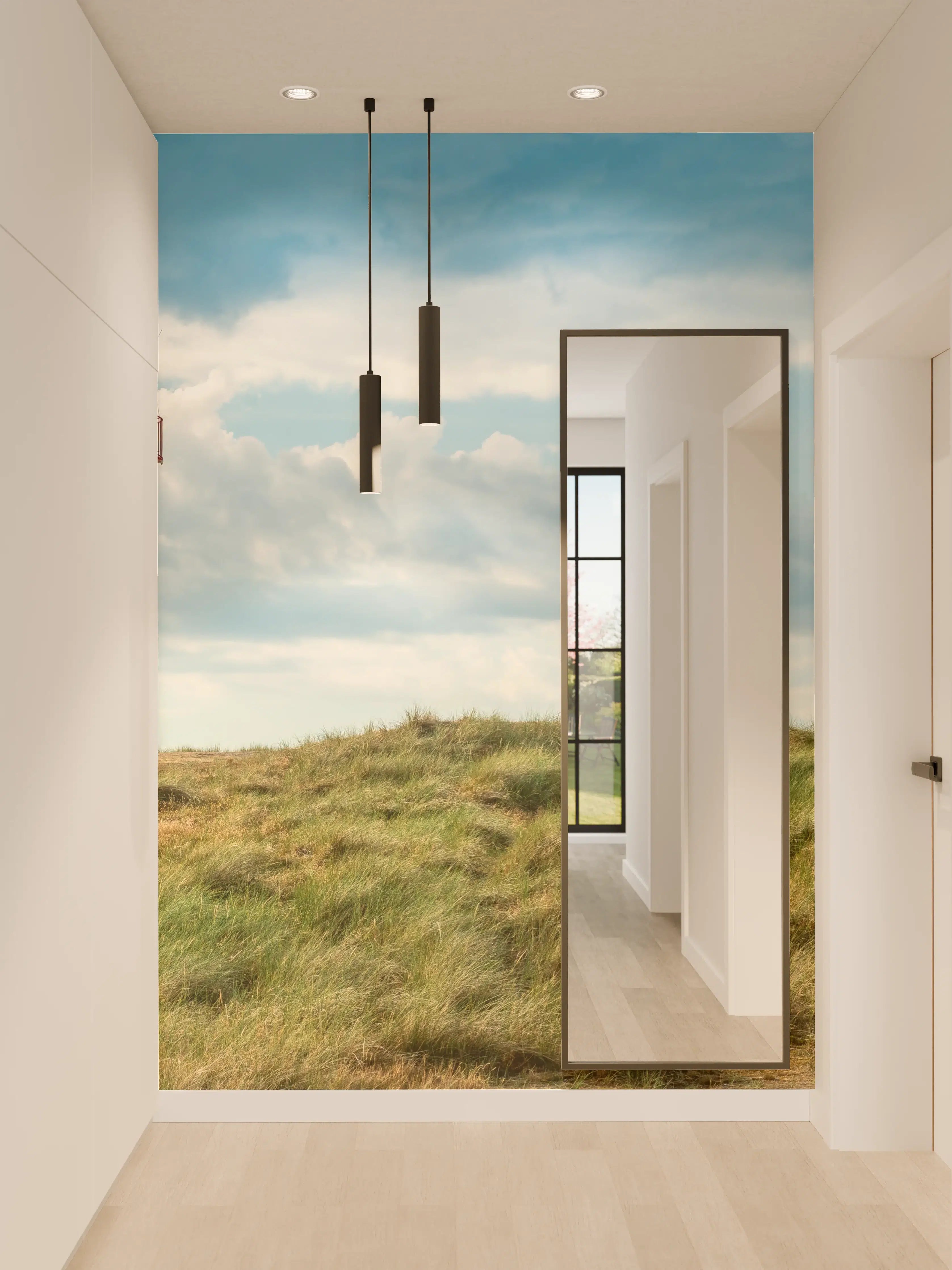 Wandverkleidung Flur - Leuchtturm vor dramatischem Himmel