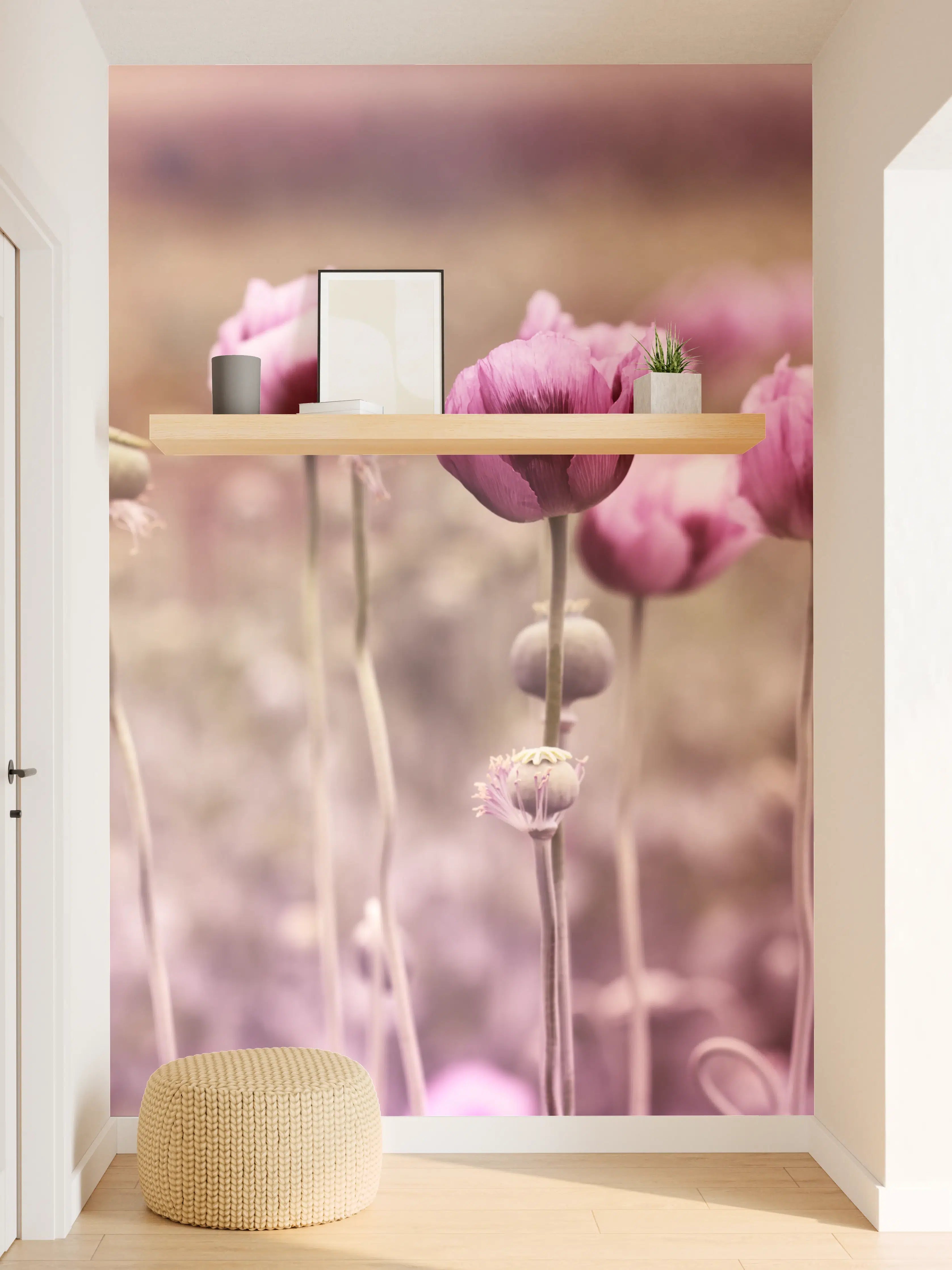Wandverkleidung Flur - Lila Mohnblume